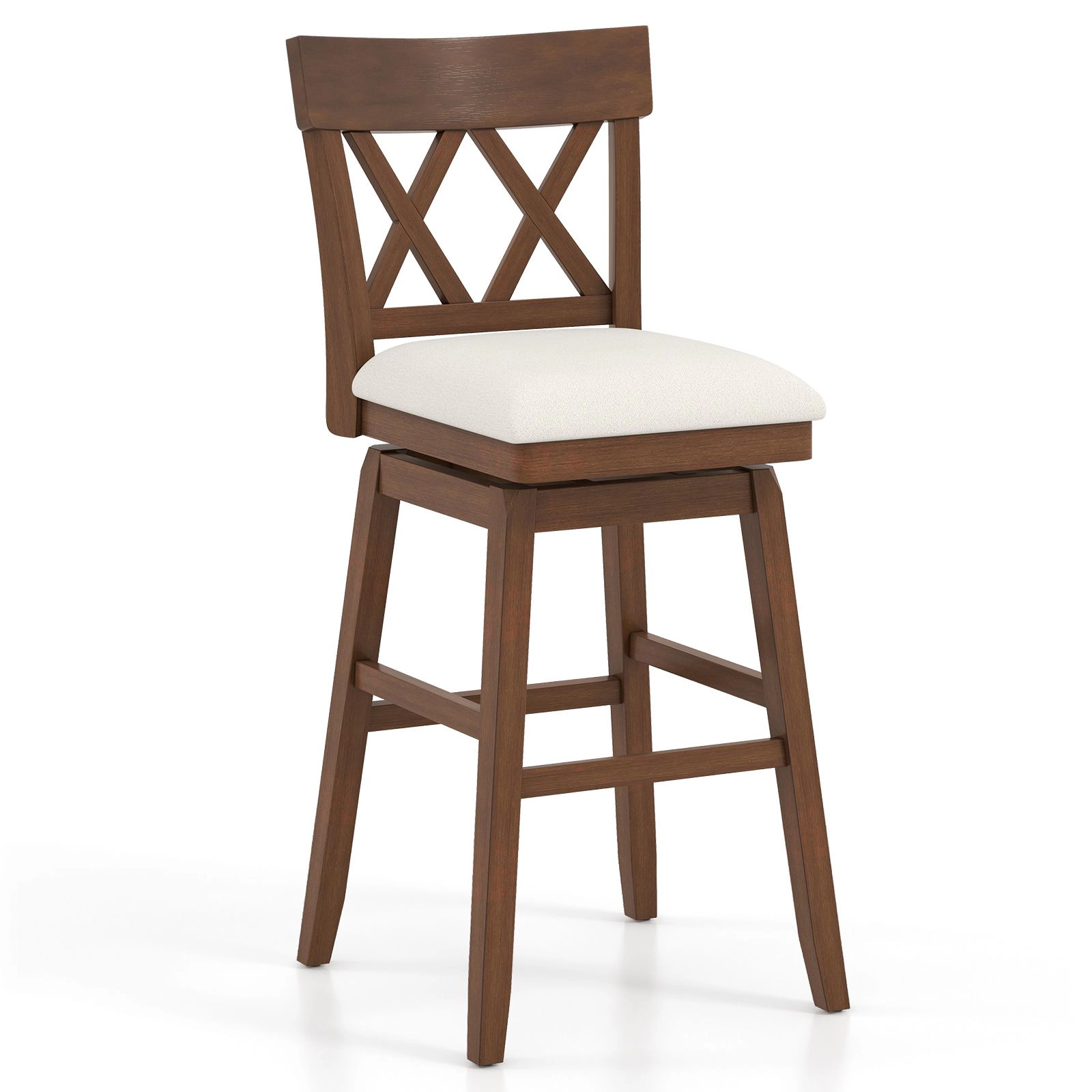 SlickBlue 31 Inch Upholstered Swivel Bar Stool with Backrest