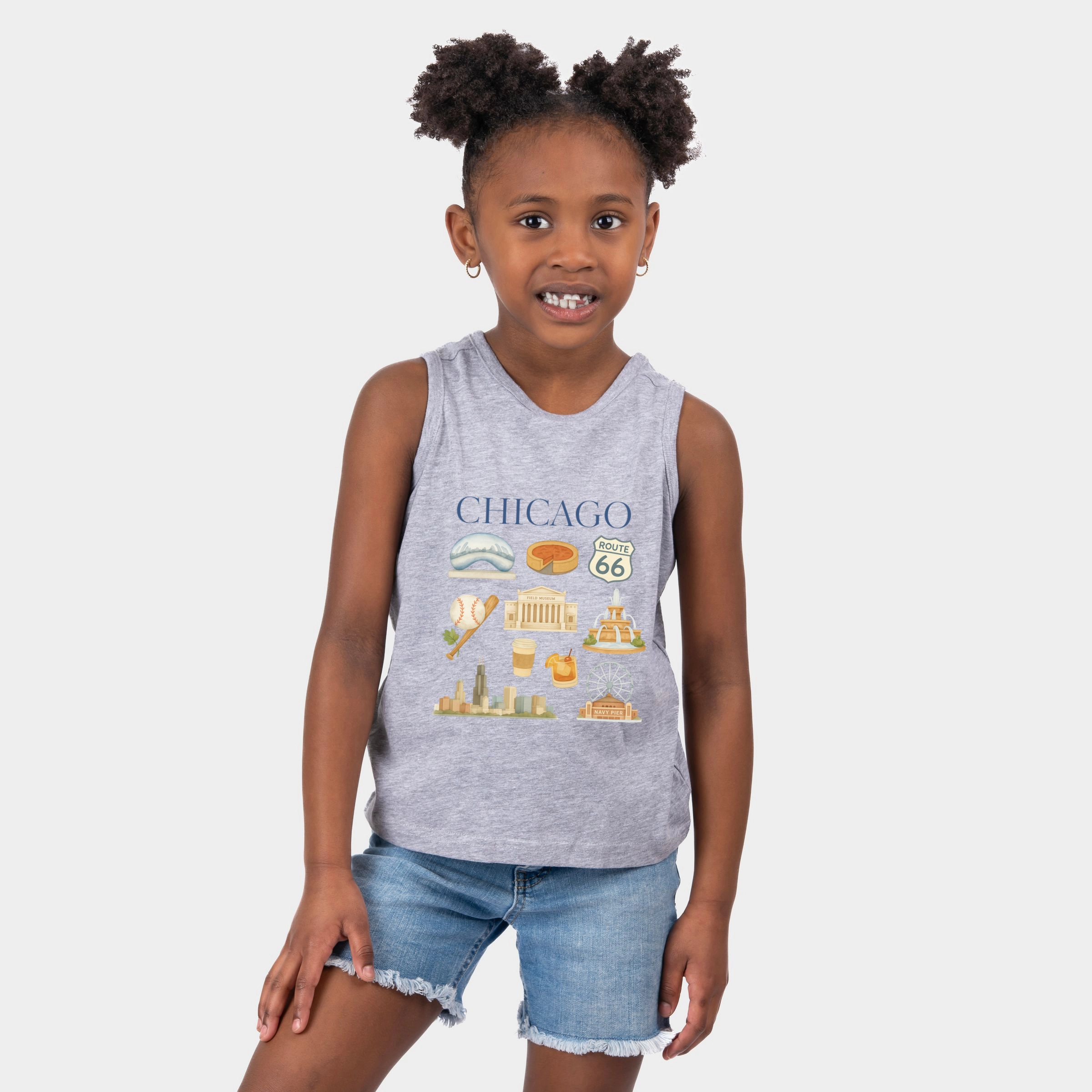 The Juniper Shop - Youth Tank Top Chicago Watercolor Collage