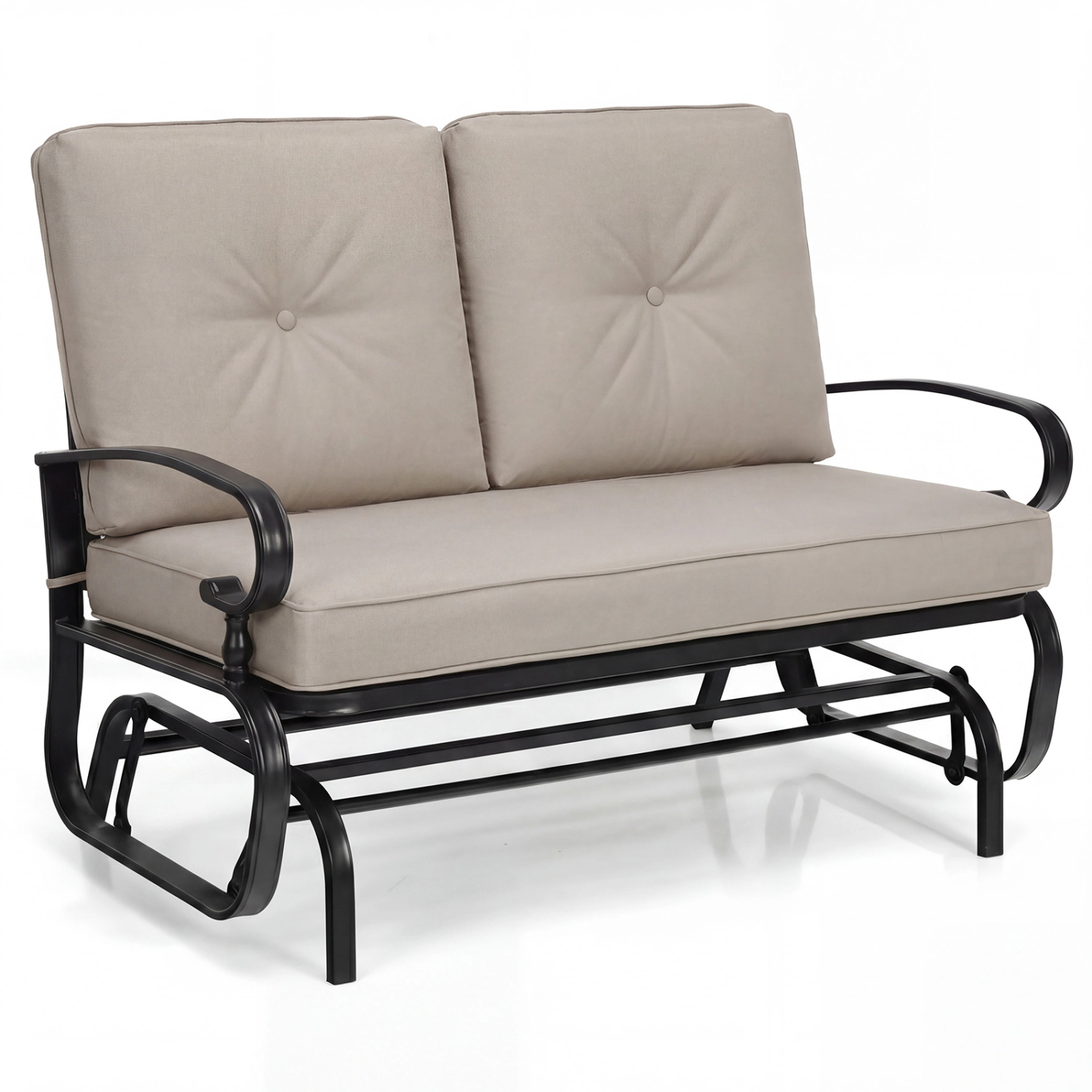 LJG 2 Seats Outdoor Swing Glider Chair with Comfortable Cushions