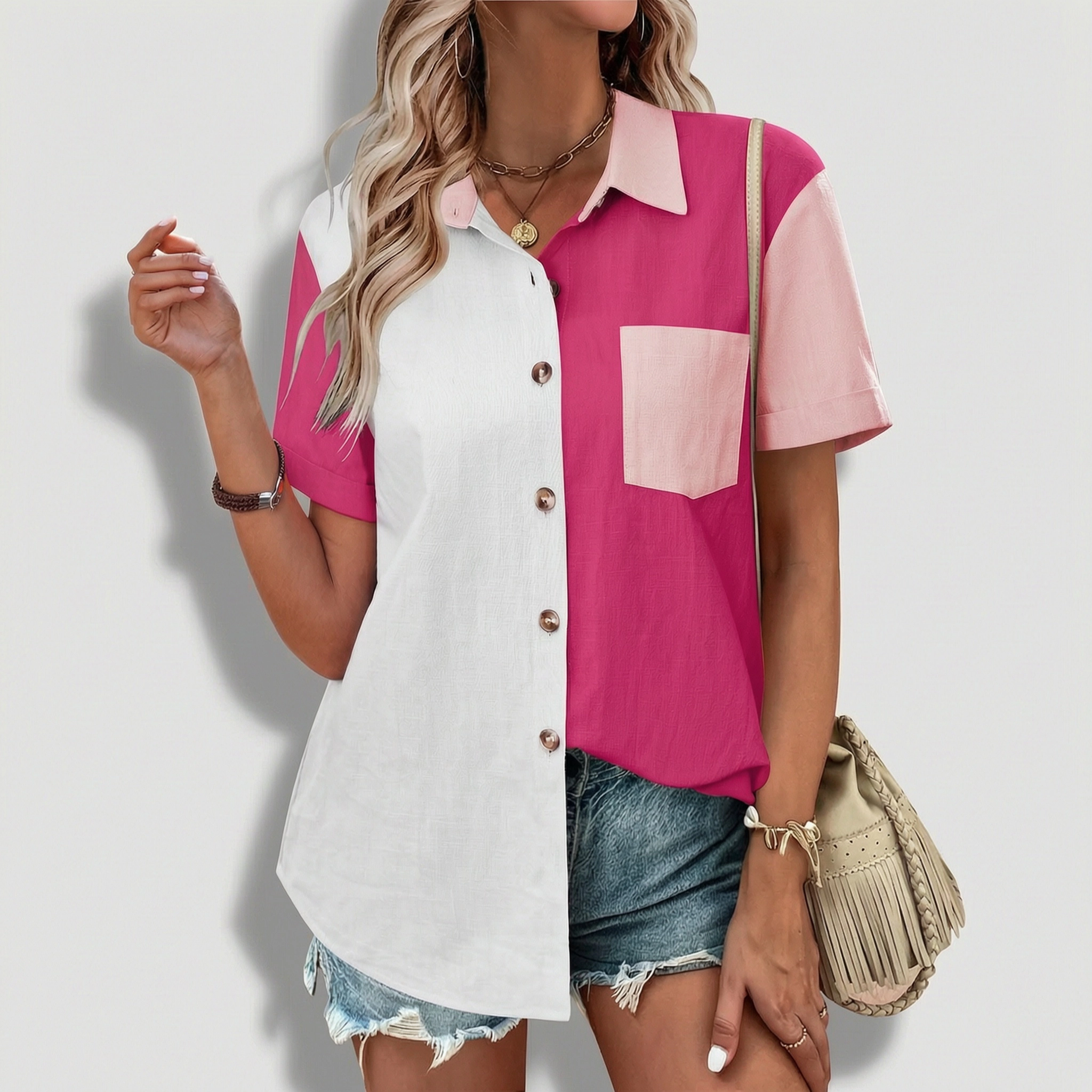 Zeagoo Women's 100% Linen Cotton Button Down Shirts Short Sleeve Casual Business Blouses