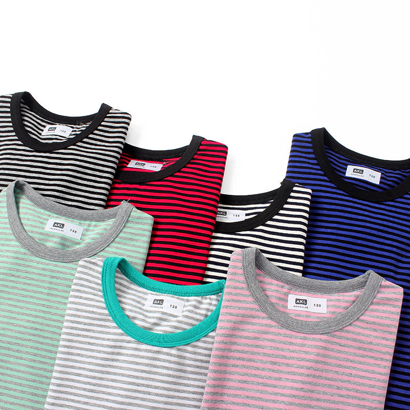 MyKids-USA Baby Striped-Pattern Crewneck with Short Sleeve Cotton T-Shirt