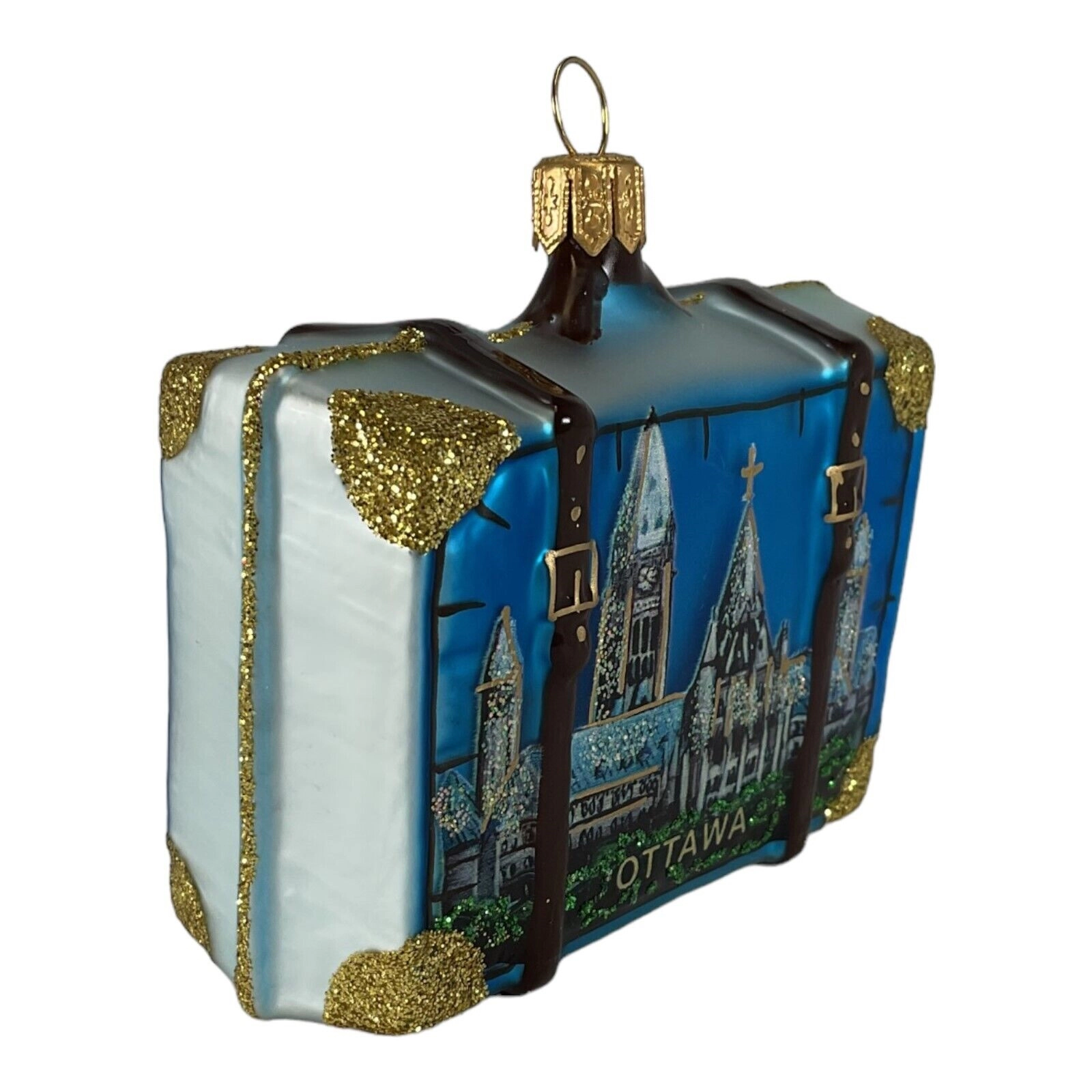 Pinnacle Peak Trading Company Ottawa Canada Travel Suitcase Polish Glass Christmas Ornament