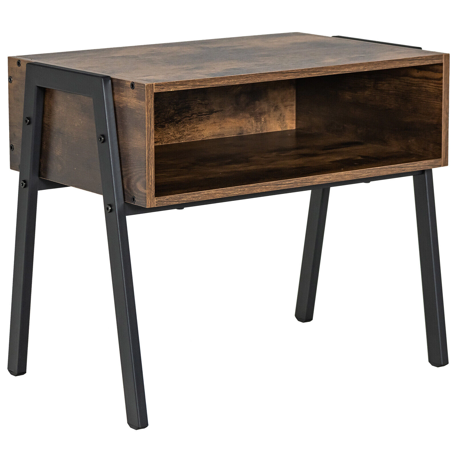 SlickBlue Industrial Stackable End Table with Open Storage Shelf