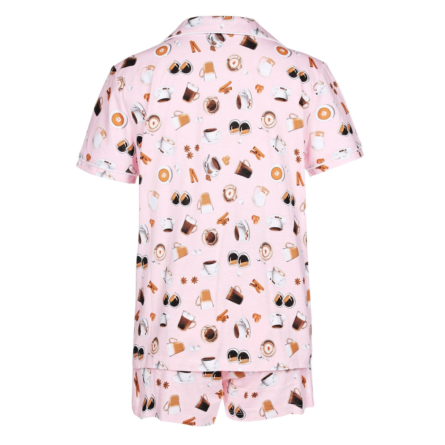 MeMoi Women's Coffee Lovers Notch Collar Cotton Blend Pajama Set