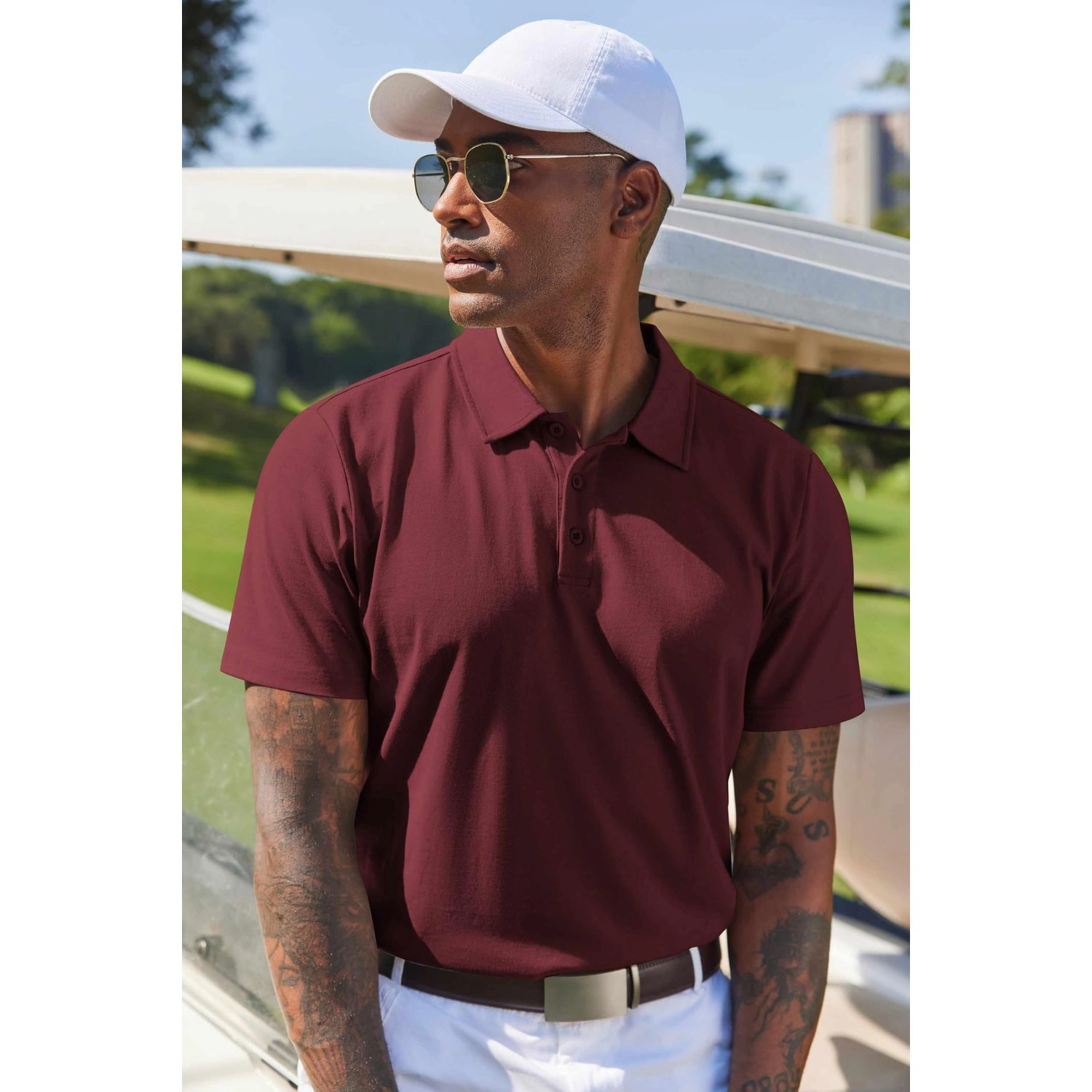 COOFANDY Mens Short Sleeve Knit T-Shirt Fall Crew Neck Ribbed Trim Casual Slim Tee