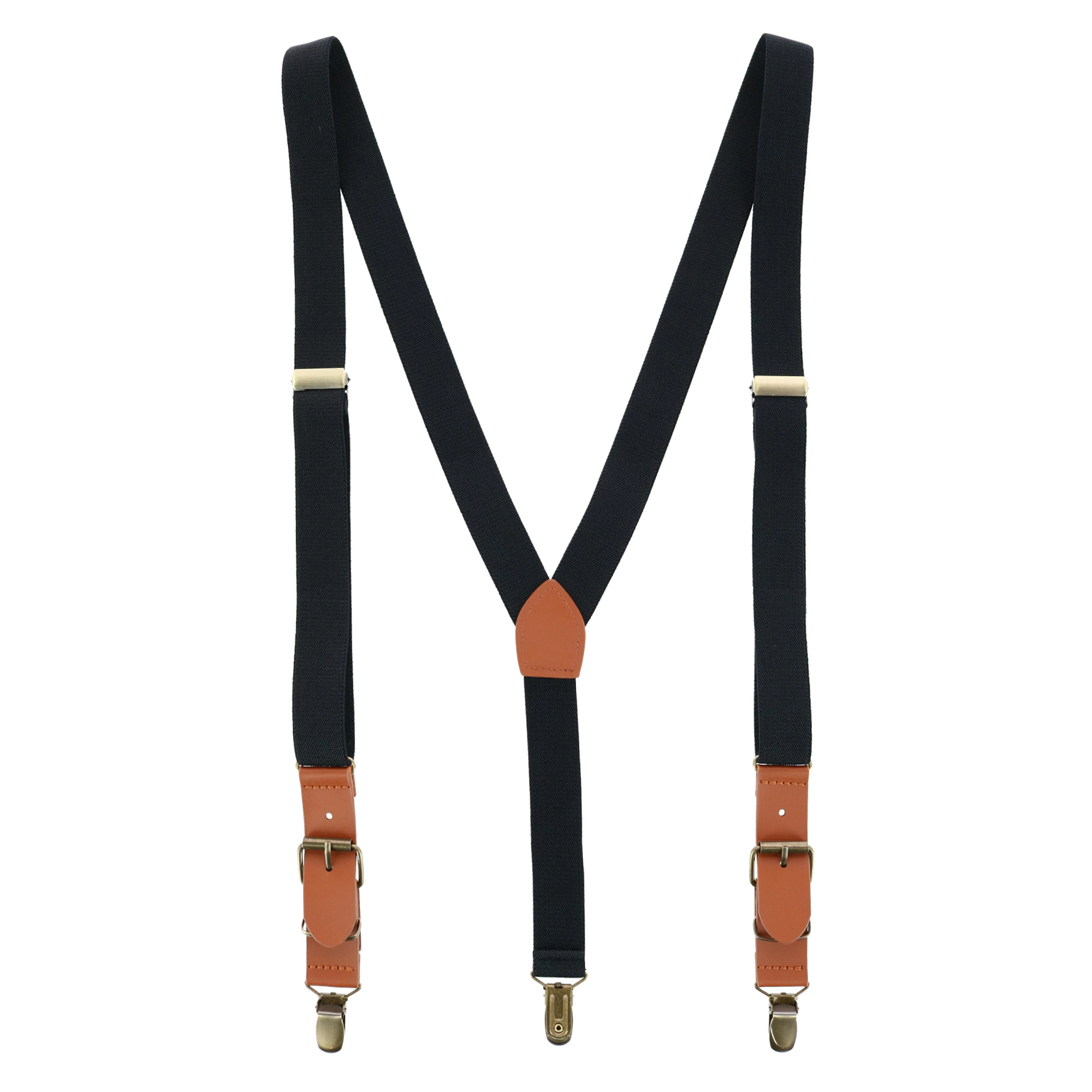 CTM Men's 1 Inch Wide Suspender with Faux Leather Buckle and Clip-Ends