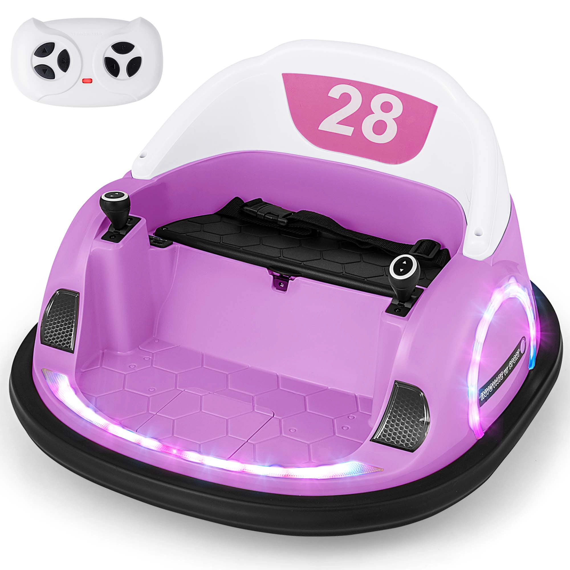 Costway 12V Electric 360° Spin Car Toy Ride on Bumper for Toddlers with Remote Control Light Blue