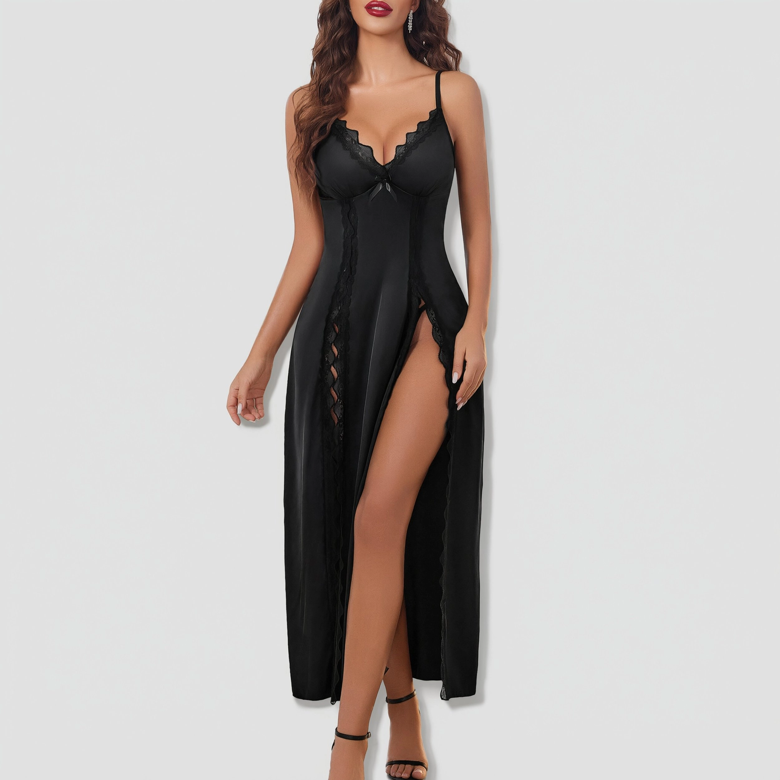 Avidlove Women's Satin Side Split Babydoll Chemise
