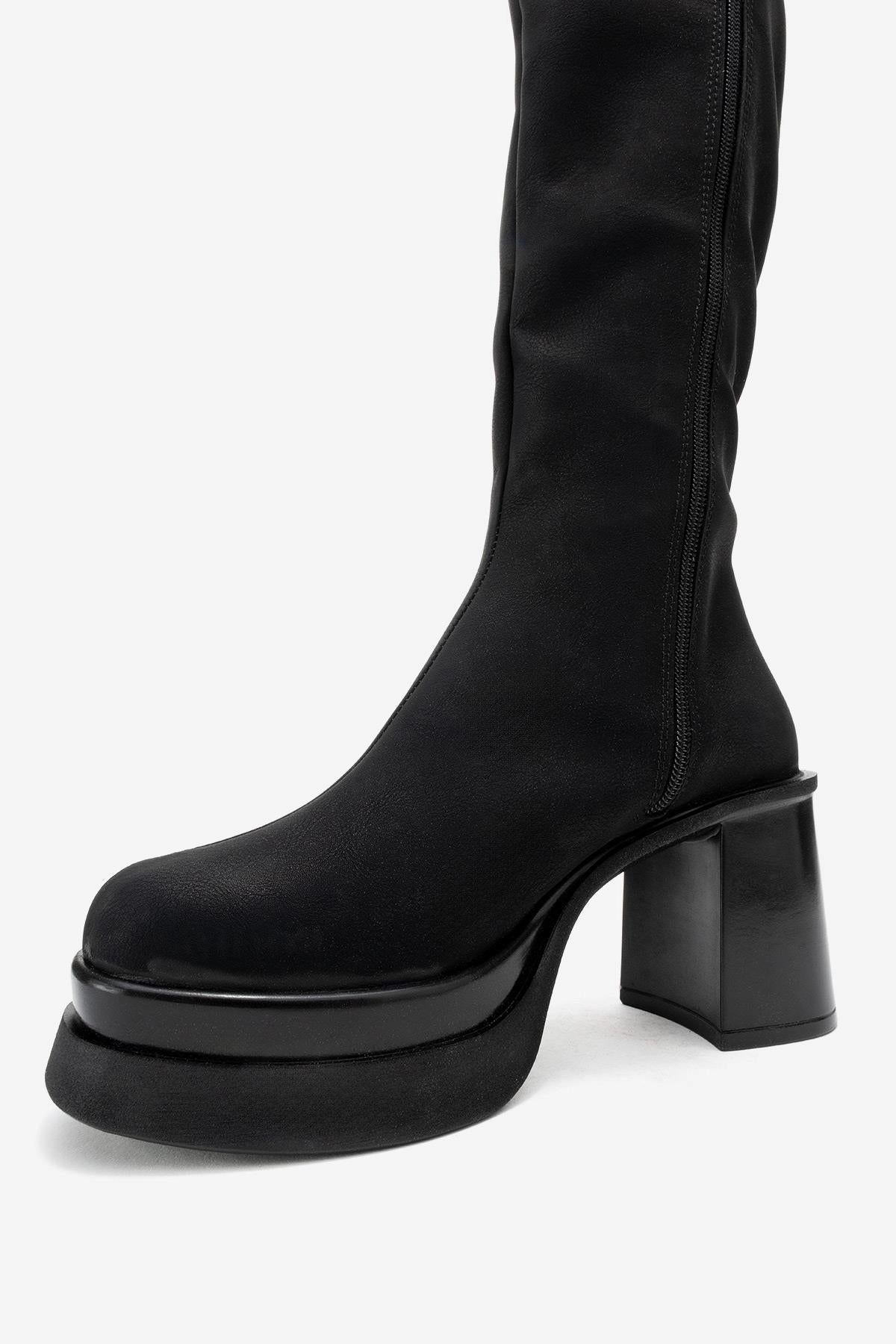 Prologue Shoes Womens Carm Nubuck Platform Mid Calf Boot