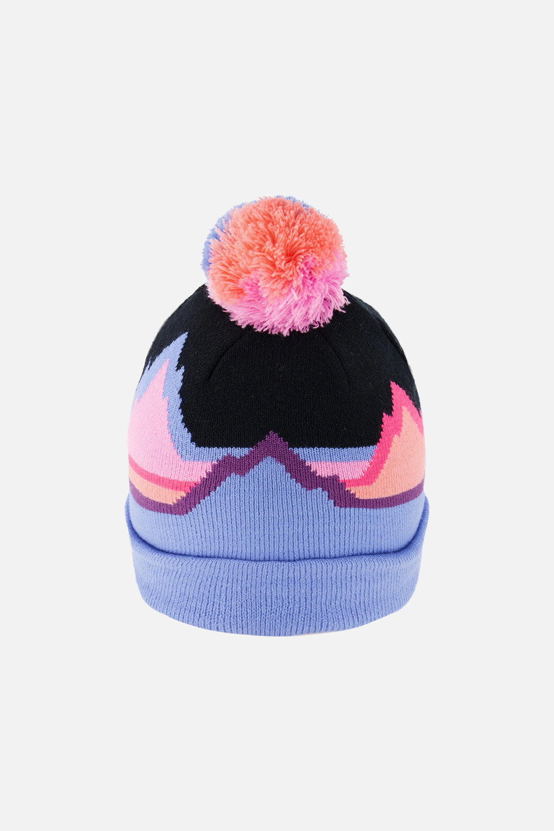 Deux par Deux Girls Winter Knit Hat with Pompom and Printed Mountains