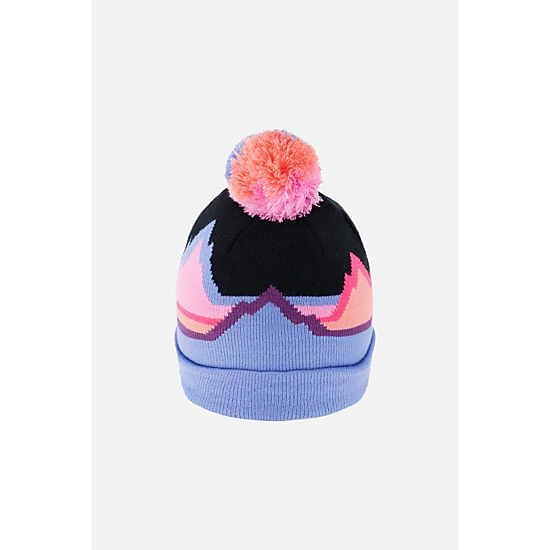 Deux par Deux Girls Winter Knit Hat with Pompom and Printed Mountains