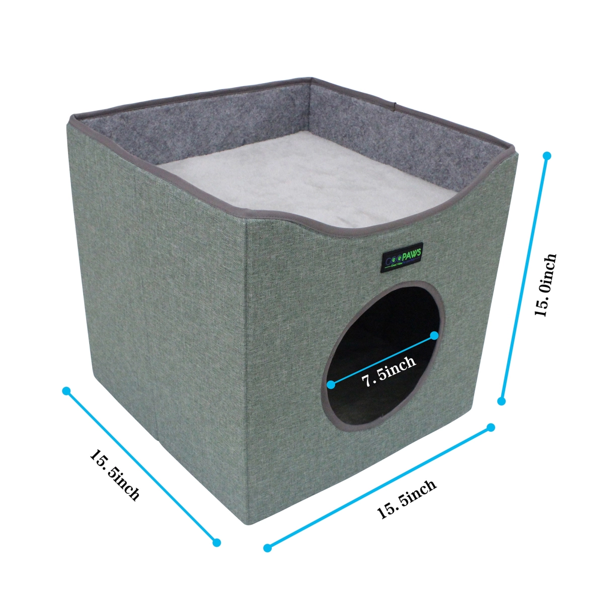 212 Main 15.5 in. Cat Condo, Sage Green