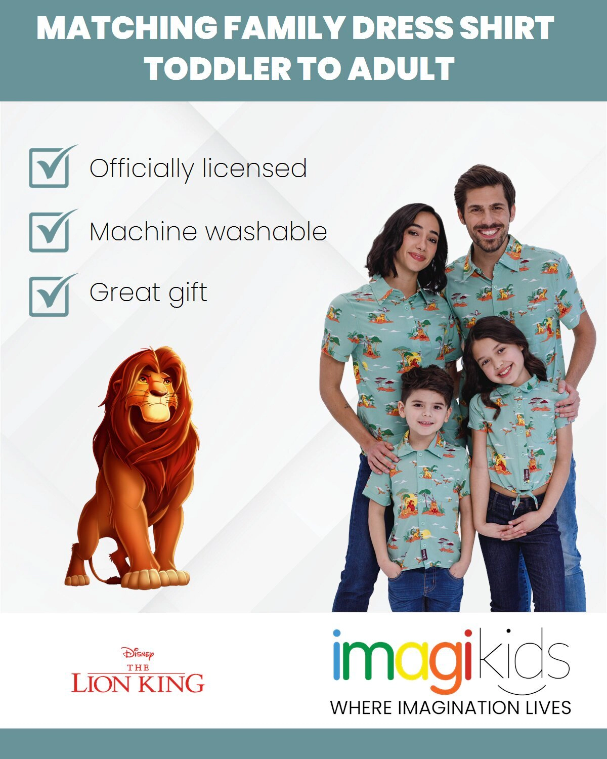 Disney Lion King Matching Family Short Sleeve Button Down Shirt