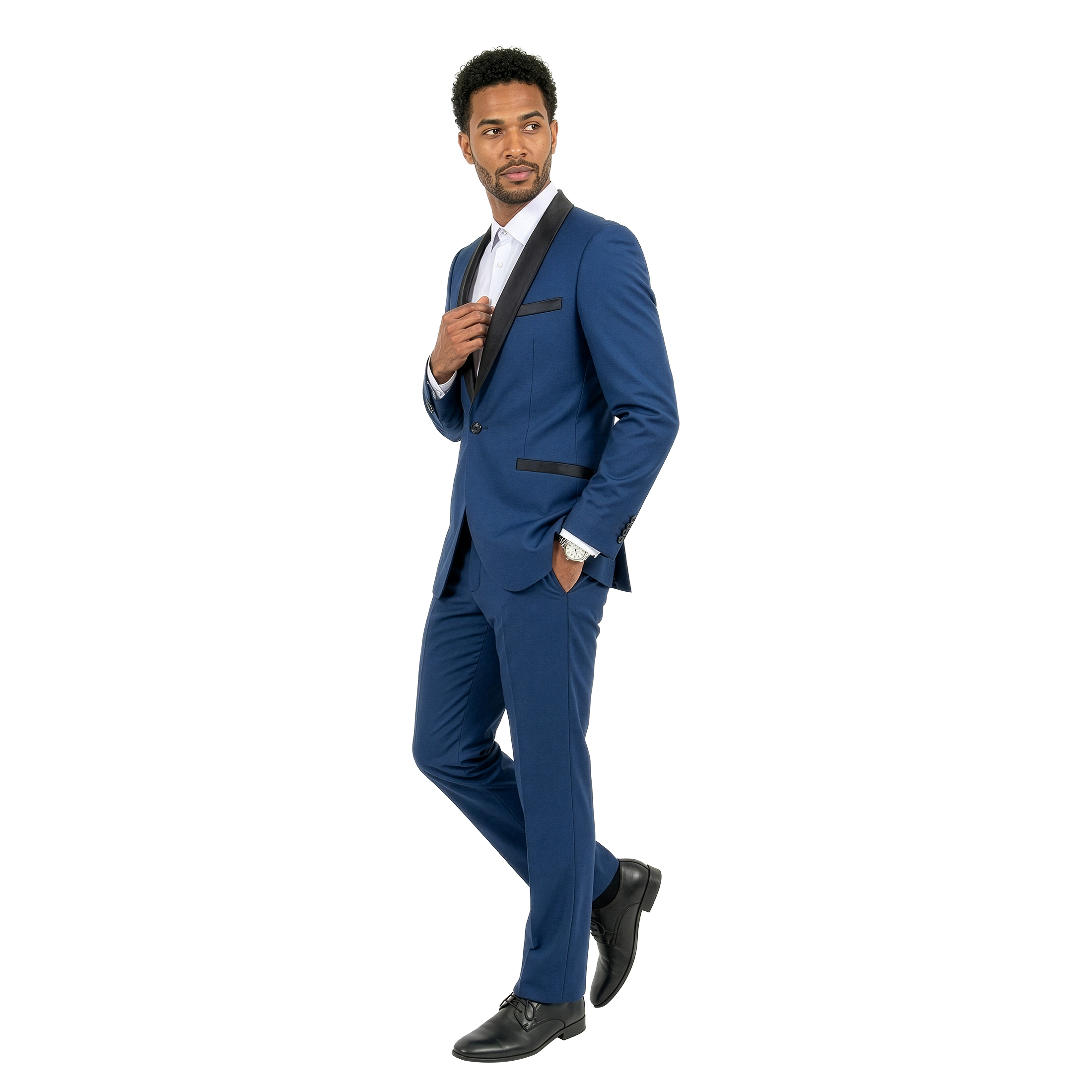 Tazzio Mens Slim Fit 2 Piece Tuxedo Look Suit Set