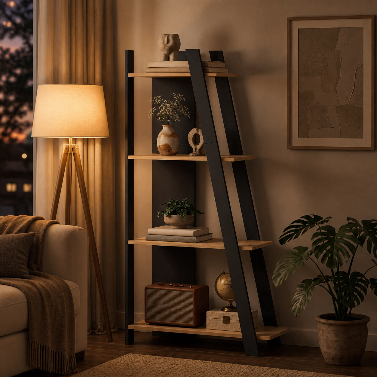 SUGIFT 4-Tier 61-in Tall Vertical Display Bookshelf 12.5-in Deep with 51-lb Shelves and 4-in Legs