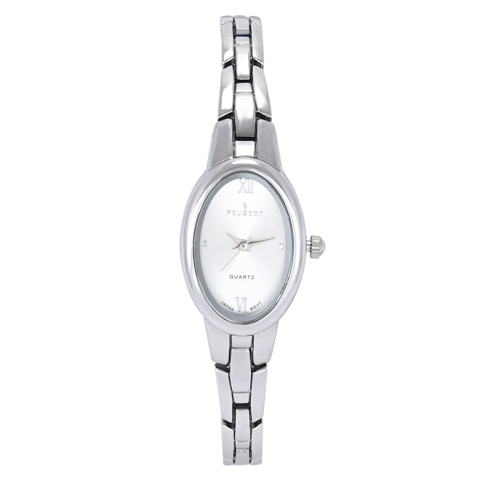 Peugeot Women's Silver 30x25mm Oval Dial Link Bracelet Watch