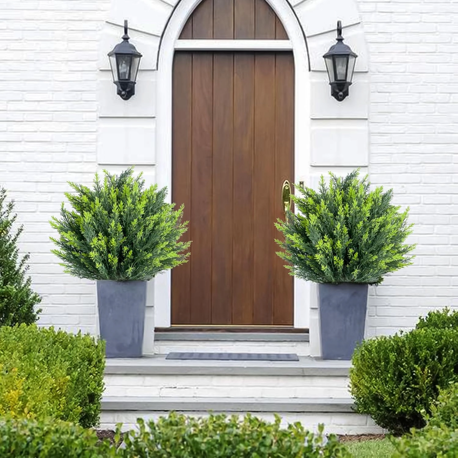 Artificial Topiary Ball Trees, Set of 4, Green, 25.6 x 17.7 in