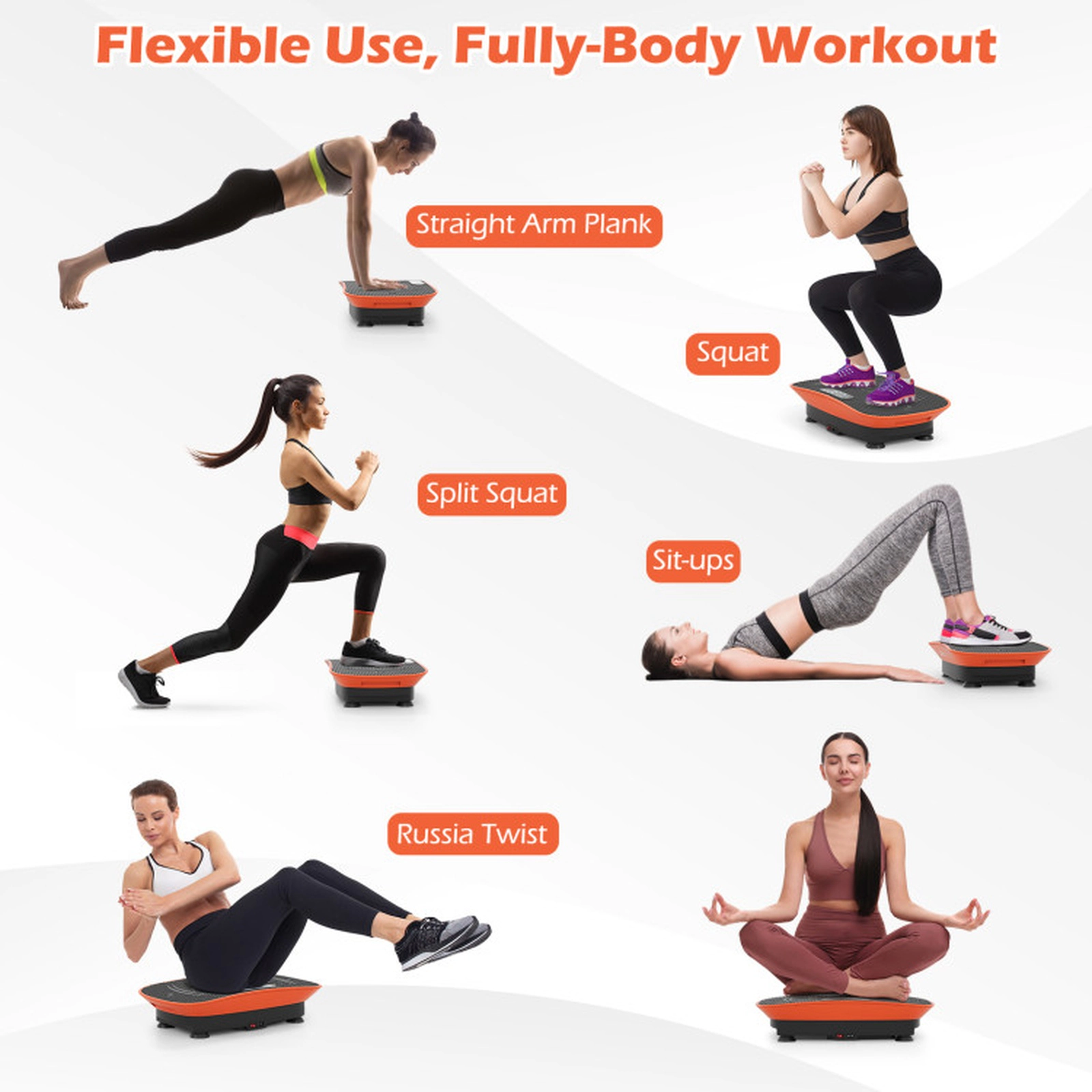 SUGIFT Orange Vibration Plate Exercise Machine with 10 Speed Levels 20-in W 11-in D 5-in H 330-lb User Capacity