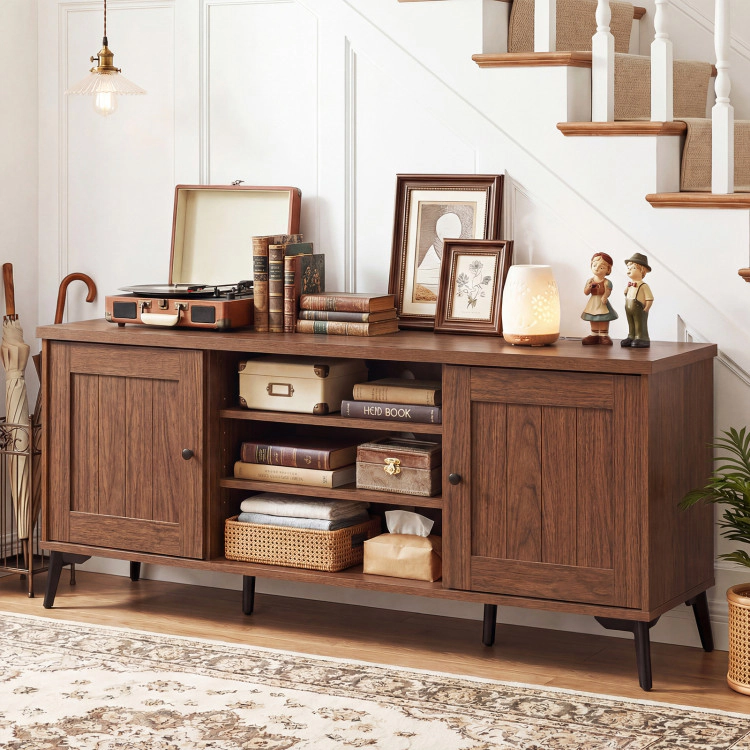 Hivvago 2-Door Tv Stand For Tvs Up To 65 Inch Mid Century Modern Entertainment Center
