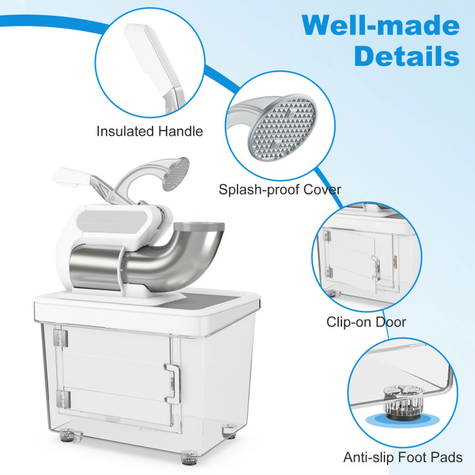 SUGIFT 300W Dual Blade Commercial Ice Crusher 660-lb per Hour 10-Gallon Storage 18.5 x 14 x 33.5-in Gray