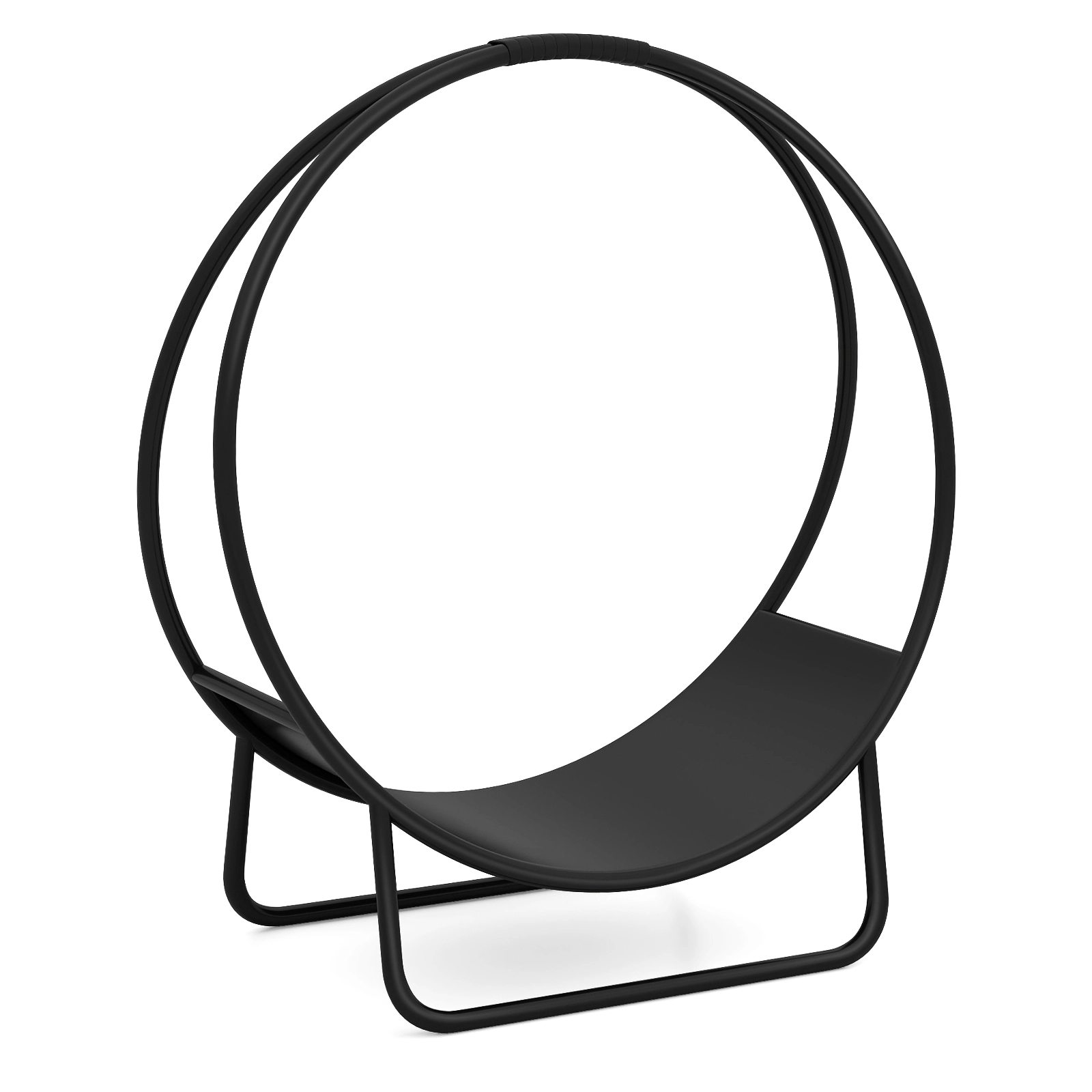 Hivvago Firewood Log Hoop 20 Inch Round Heavy-Duty Metal Curved Log Rack With Stand