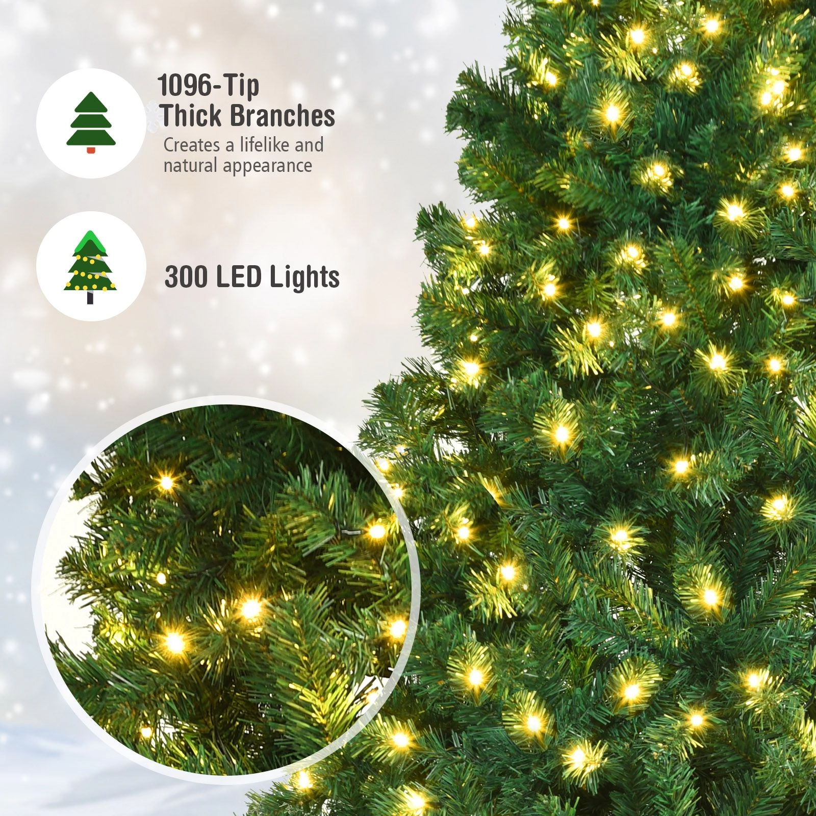 SlickBlue 7 Ft Pre-Lit Artificial Christmas Tree with LED Lights