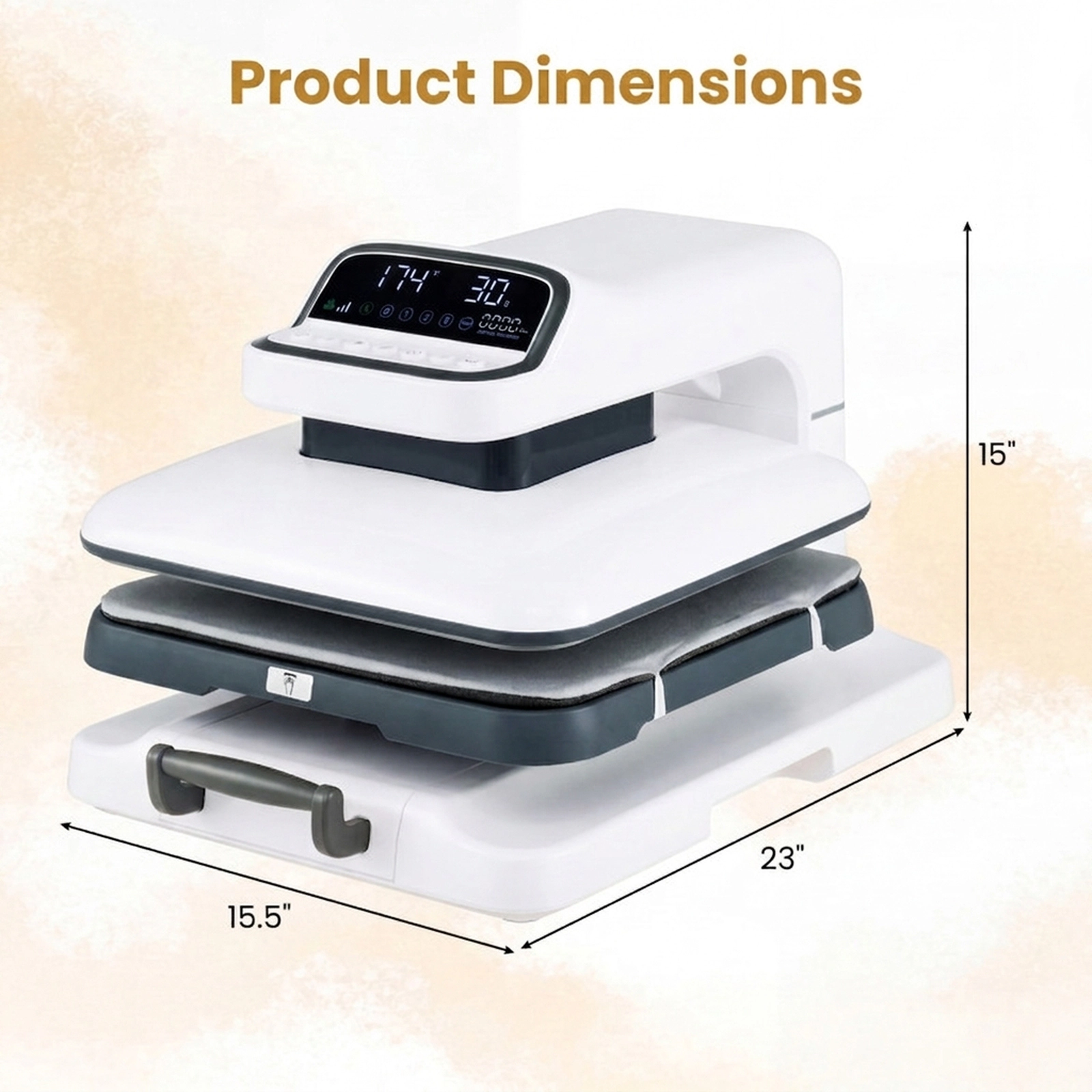 SUGIFT 1500W 15 x 15 in Auto-Release Heat Press with 5 Modes, 4 Pressure Levels and 999-Second Timer