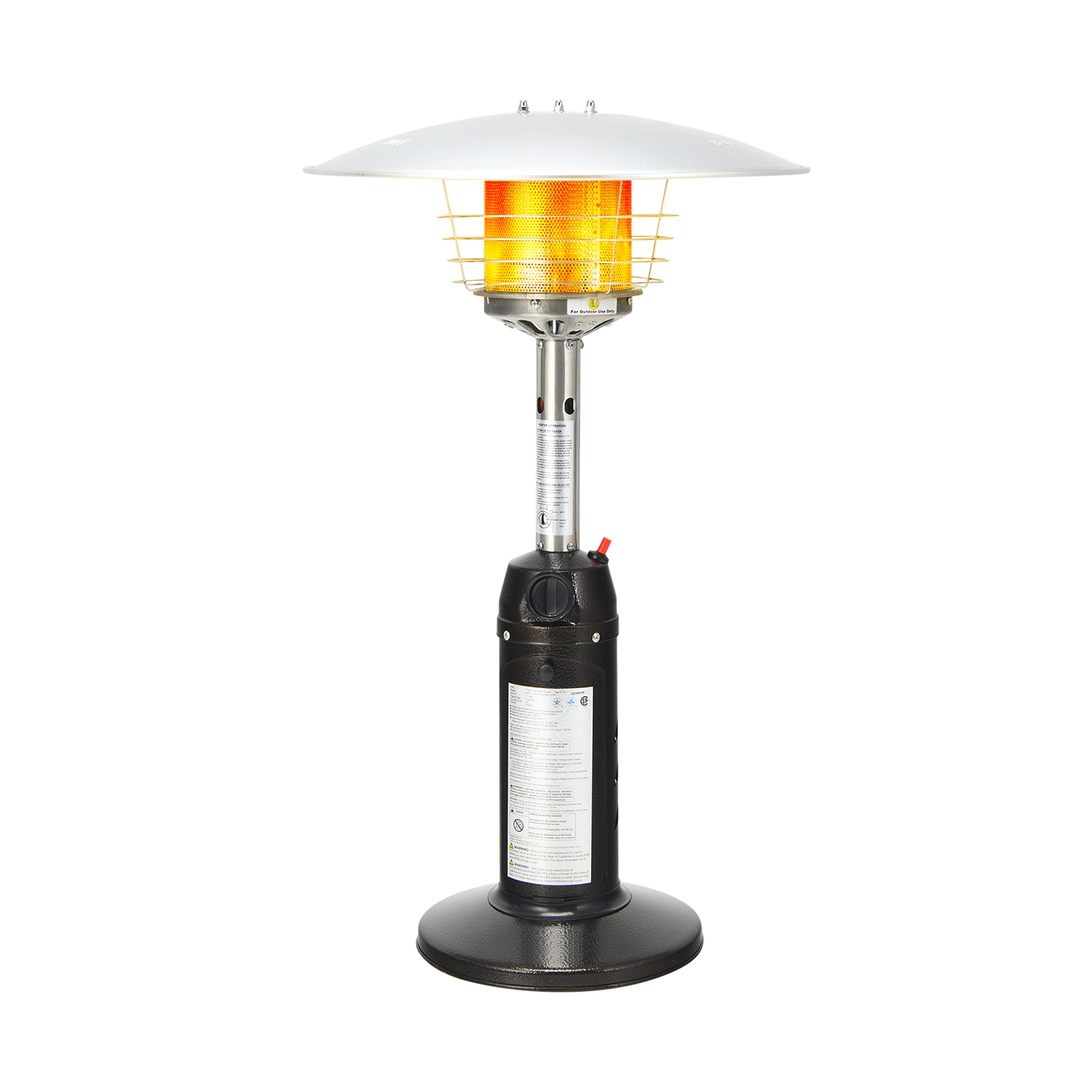 SUGIFT 13000-BTU Black Steel Portable Tabletop Propane Patio Heater with Adjustable Flame Control Knob
