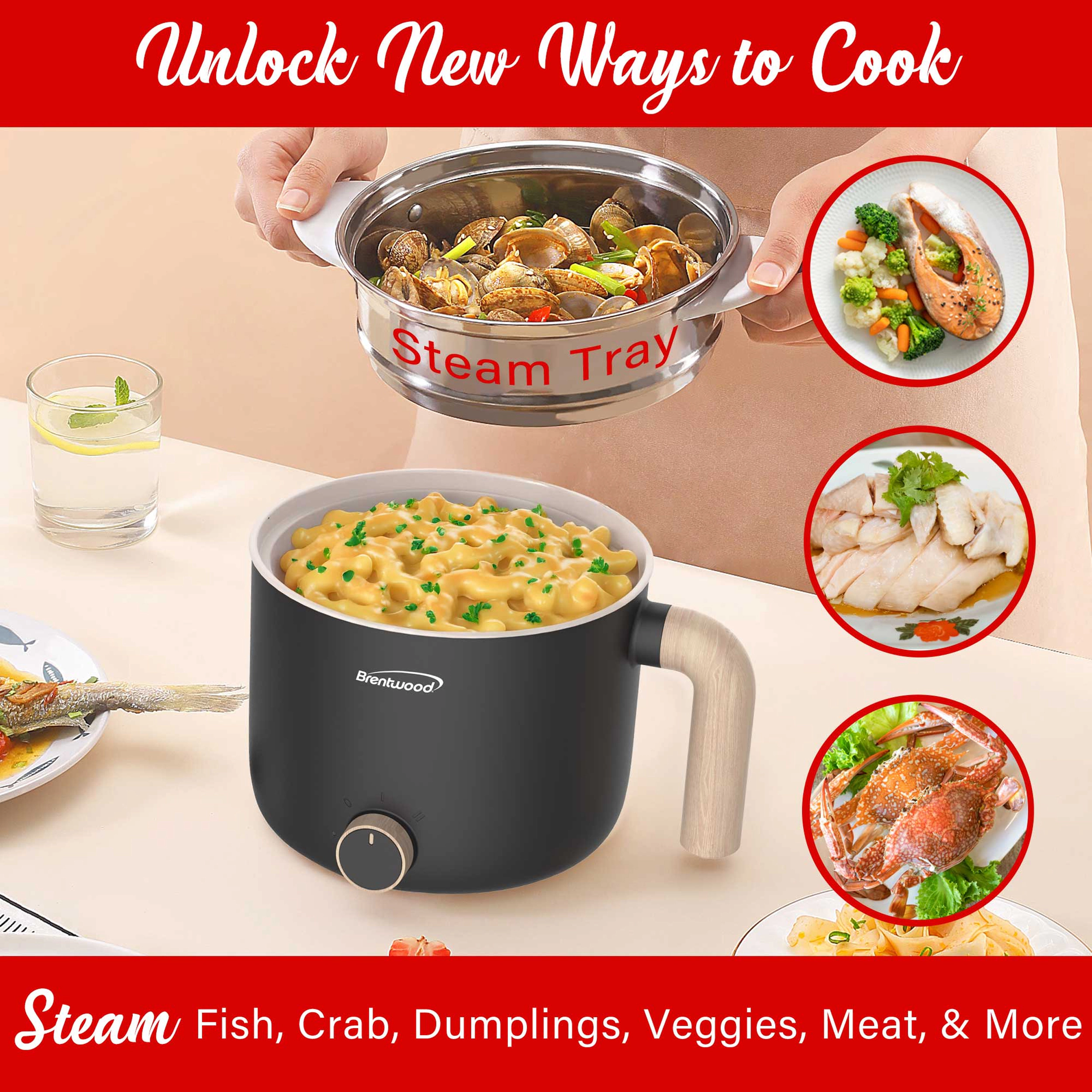 Brentwood 1.5-Liter Multi-Function Electric Hot Pot Cooker
