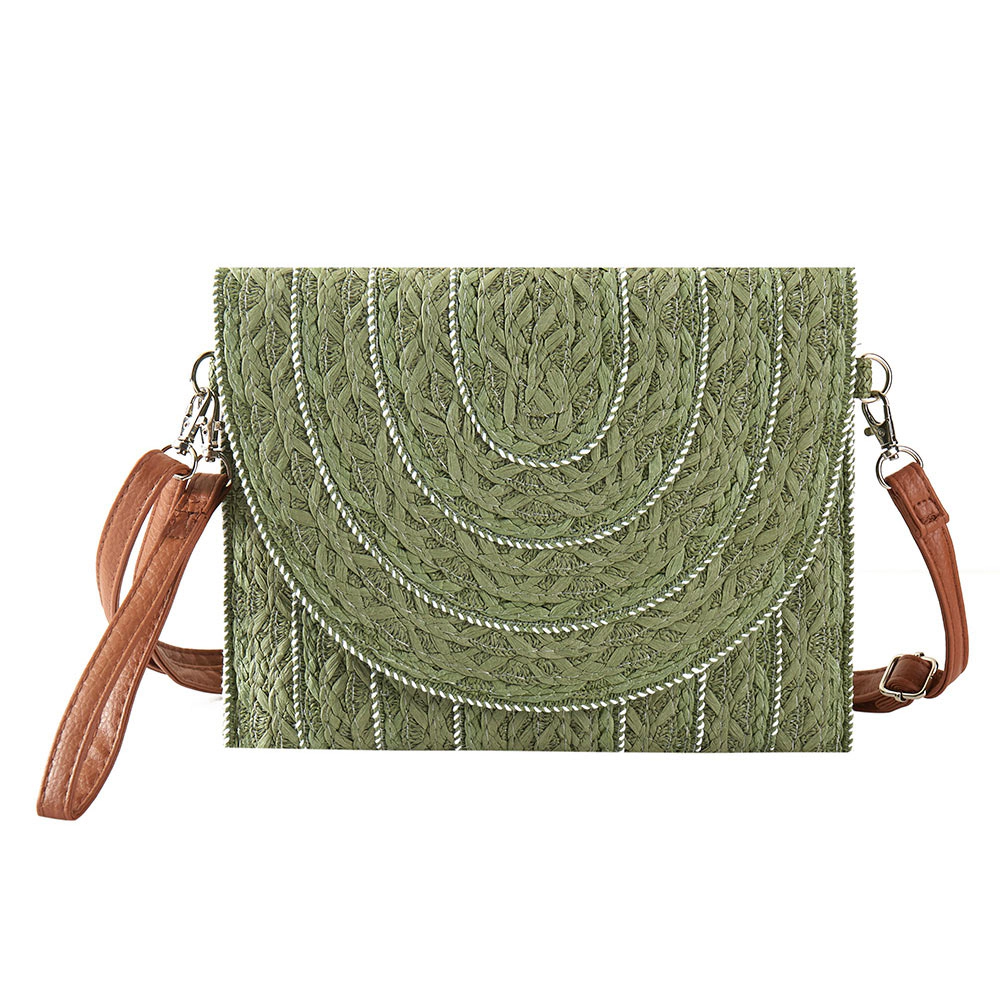 FASHNZFAB Stitch Detailed Straw Clutch Bag / Crossbody Bag