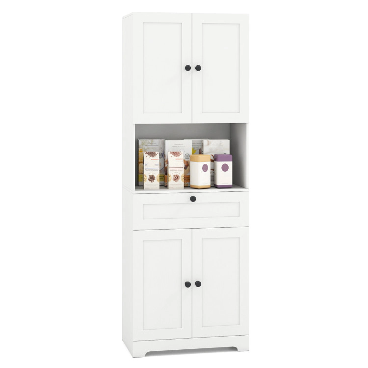 Hivvago 67.5 Inch Tall Modern Freestanding Floor Storage Cabinet With 4 Doors And 1 Drawer