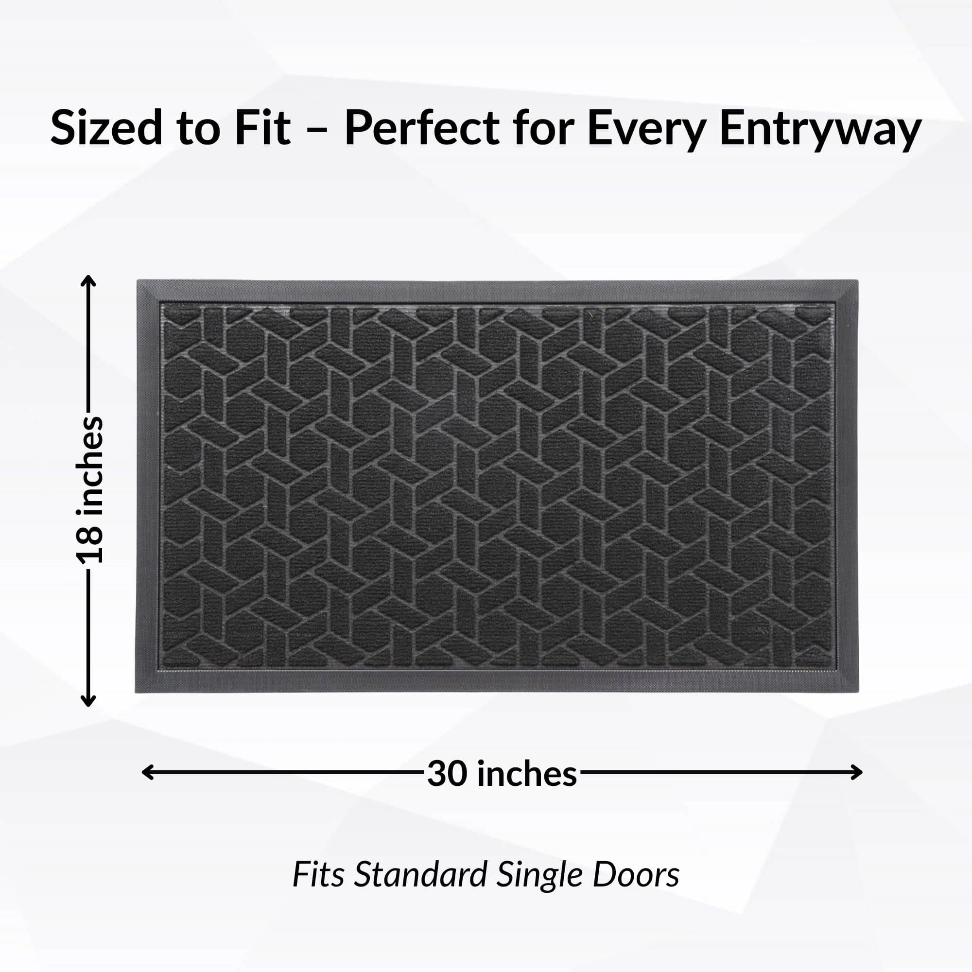 Evideco French Home Goods Gray Raised Geometric Polyester Doormat 30 x 18 Inches