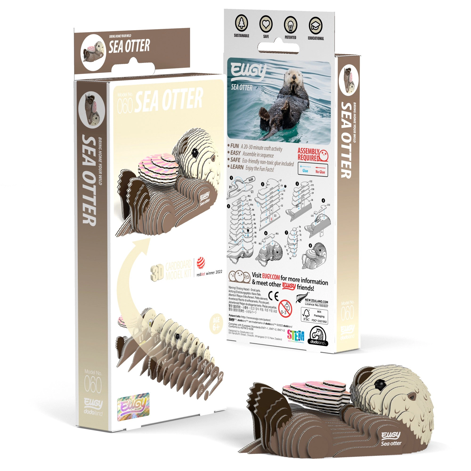 EUGY Sea Otter 3D Puzzle - contains 36 puzzle pieces
