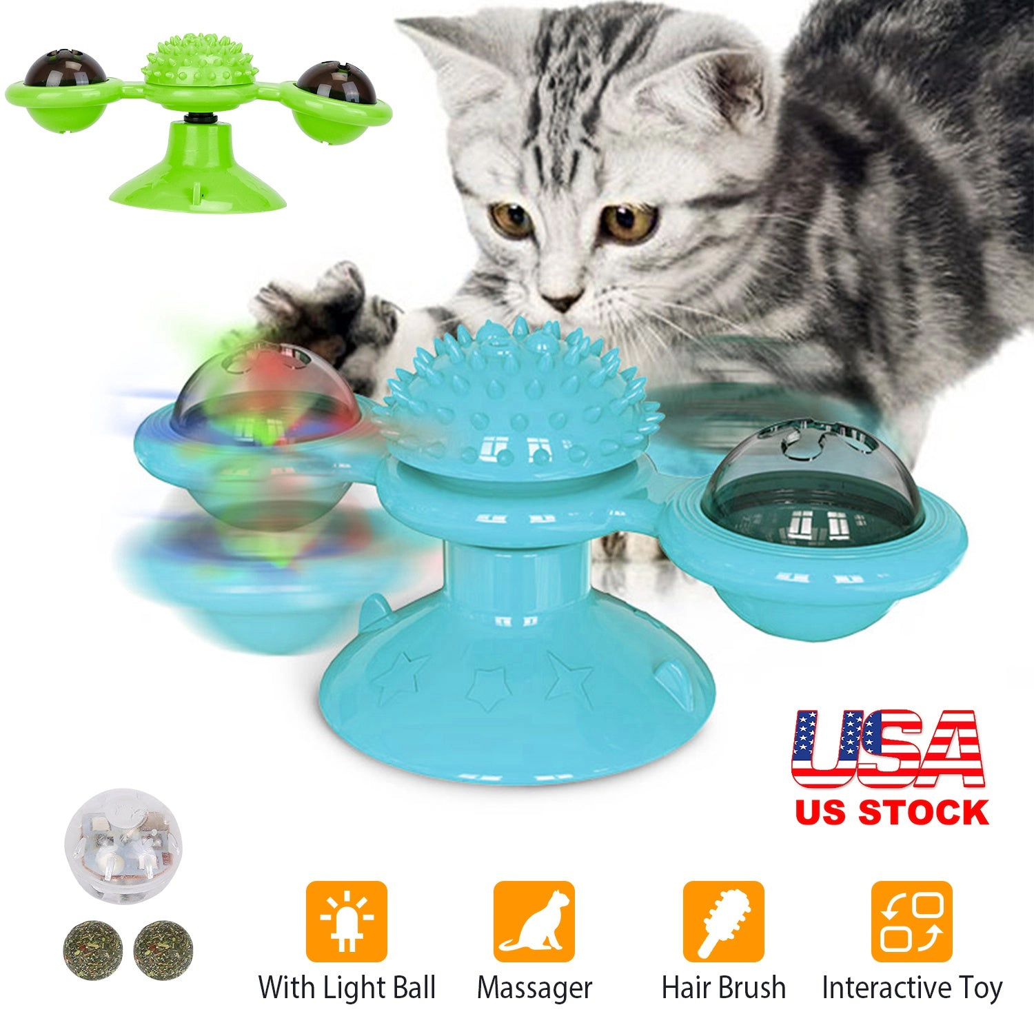 GBruno Interactive Windmill Cat Toy With Catnip Ball