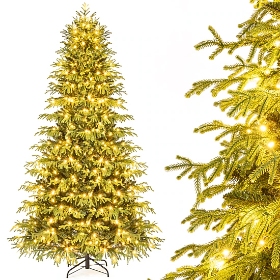 LJG Artificial Christmas Tree with LED Lights and PVC Mixed Branch Tips-7
