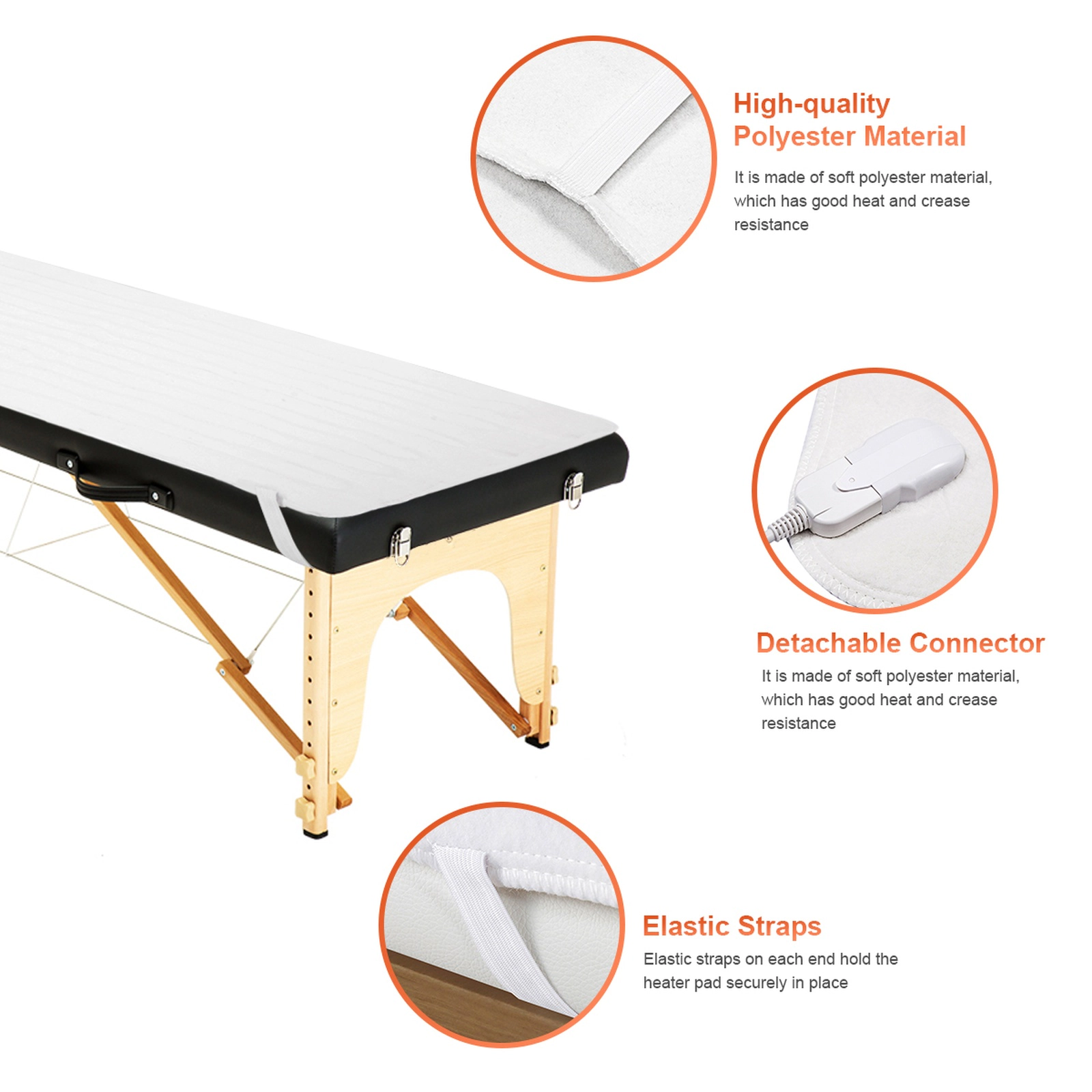 SUGIFT 71-in White Massage Table Warmer Heating Pad with 5 Heat Settings Auto Shut Off and 60-W Power