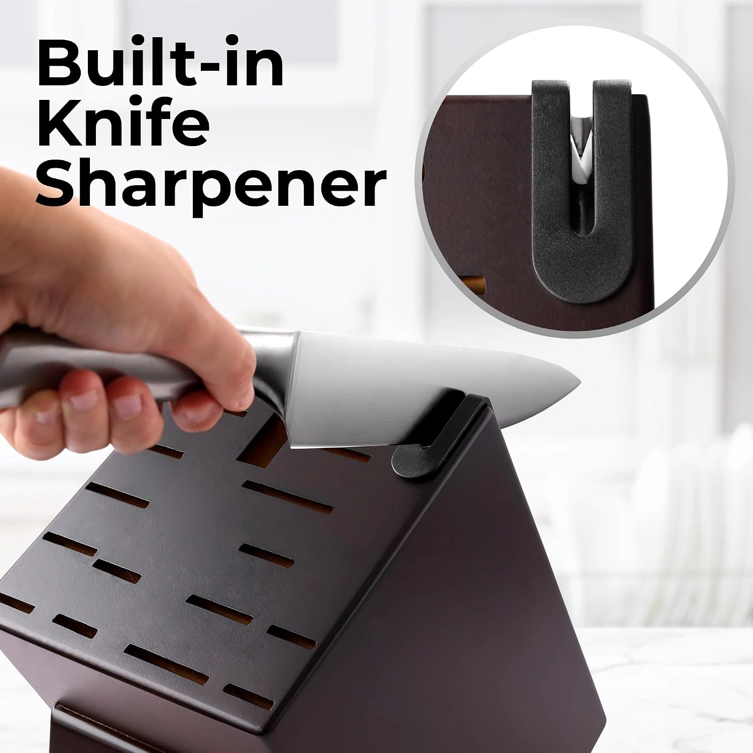 Zulay Kitchen Piece Stainless Steel Knife Set with Block and Sharpener