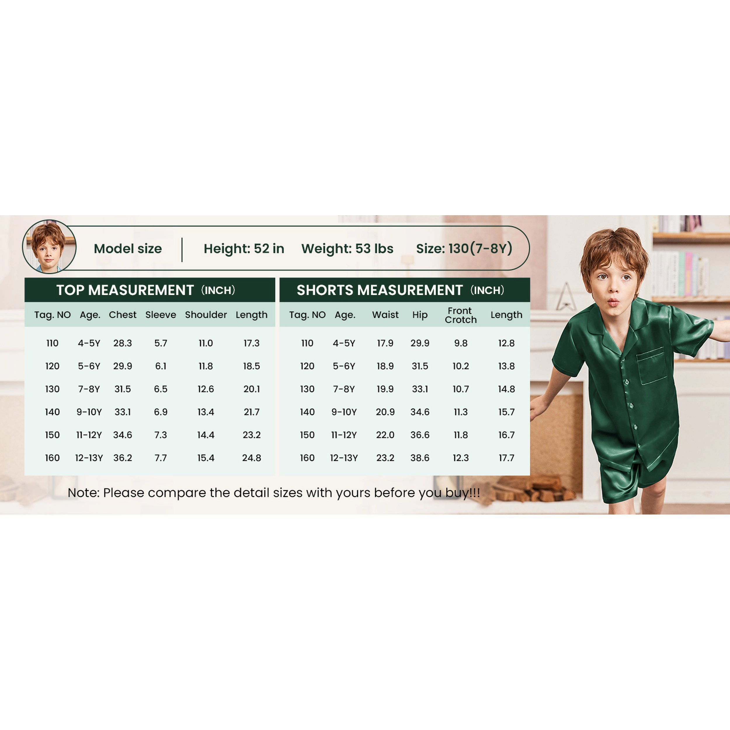 Arshiner Boy's Silk Satin Short Sleeve Button Down Pajama Set