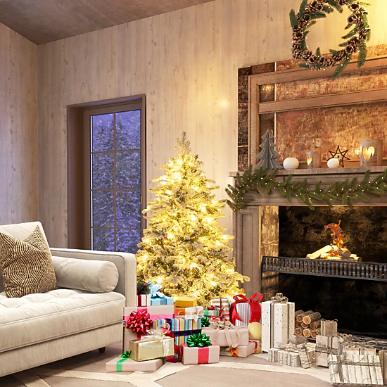 SlickBlue Snowy Artificial Christmas Tree with PE and PVC Branches