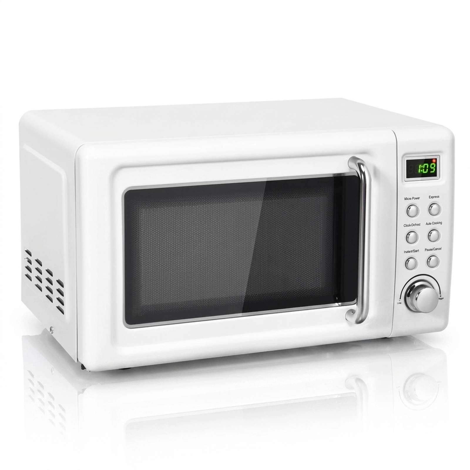 SUGIFT 700W Retro Countertop Microwave Oven 0.7-cu ft 5 Power Levels 8 Auto Menus Child Lock 18 x 14 x 10-in White