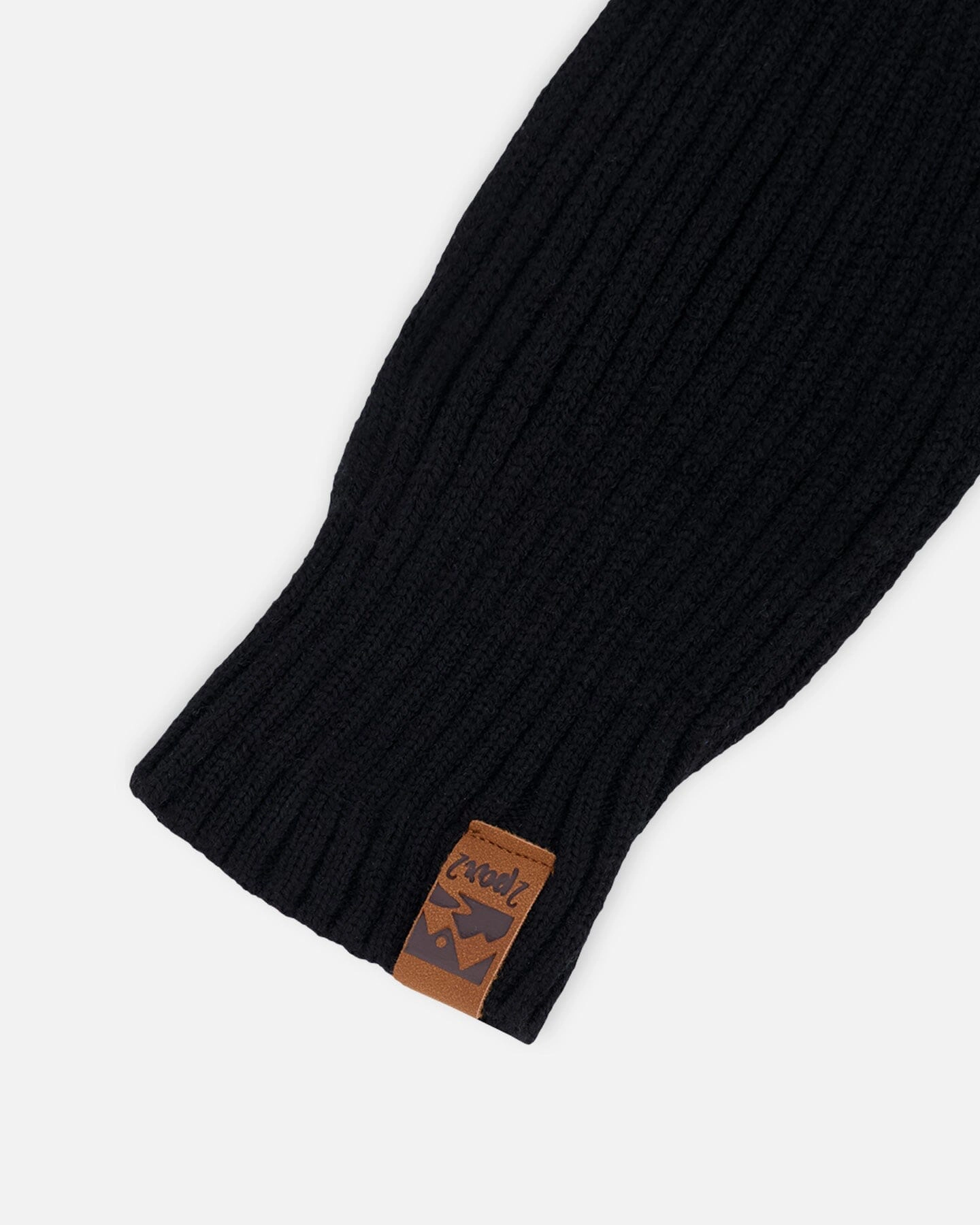 Deux par Deux Unisex Ribbed Knit Logo Cuff Mittens