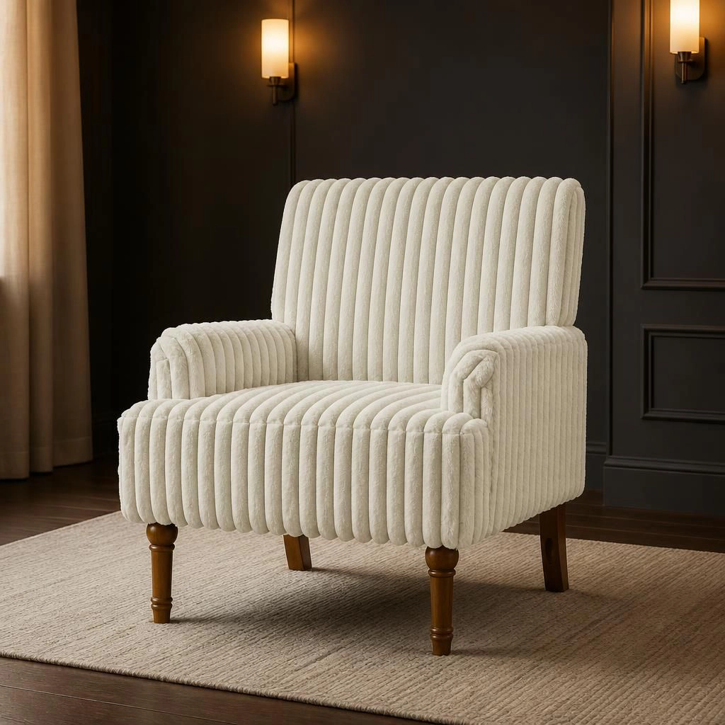 GOODSILO Upholstered Accent Chair with Solid Wood Base