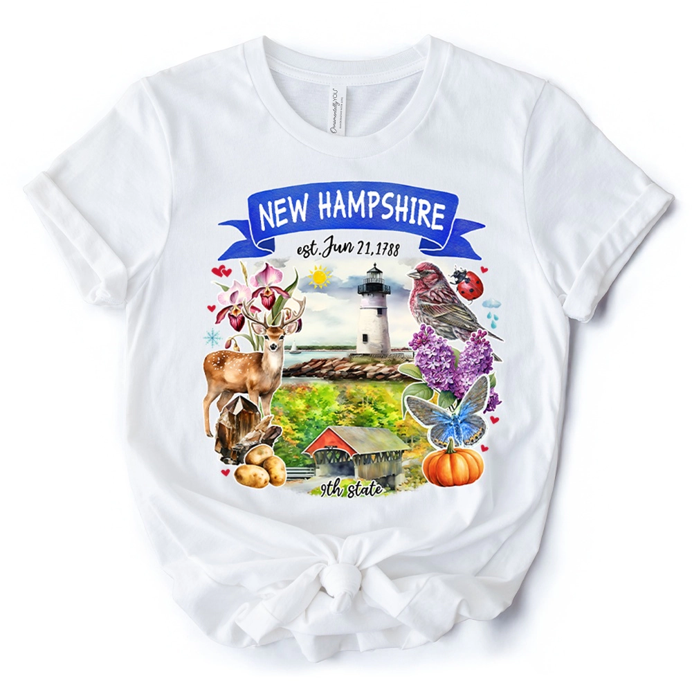 OrnamentallyYou Unisex Artistic New Hampshire State Themes And Landmarks T-Shirt