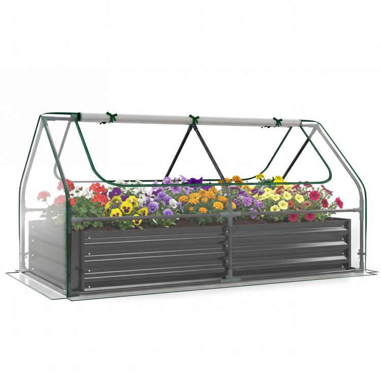 Hivvago 69 x 33 x 12 Inch Galvanized Raised Garden Bed with Cover