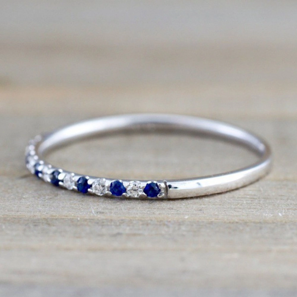 Wedding Band Cubic Zirconia Half Eternity Stackable Engagement Ring