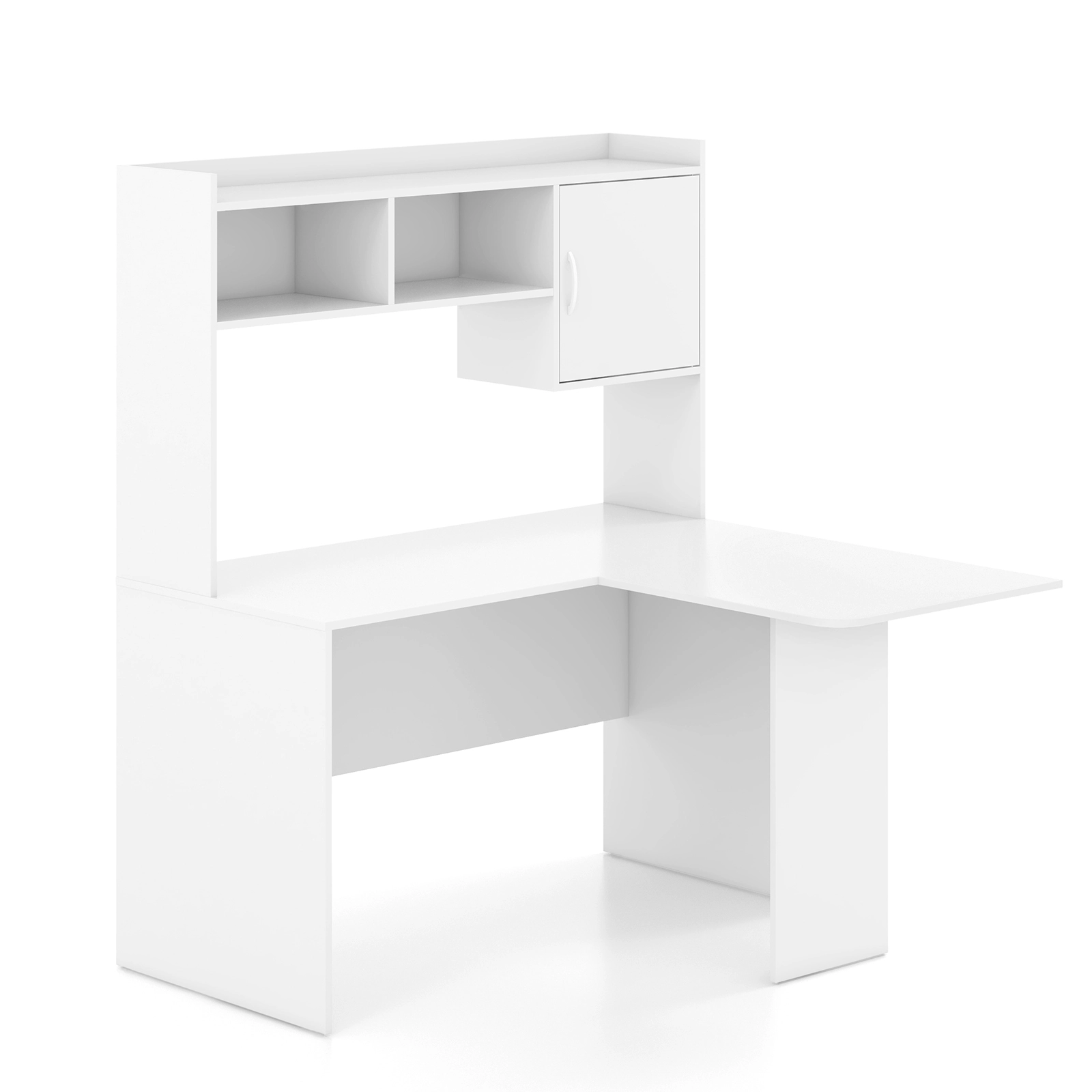 LJG L-Shaped Desk Corner Computer Desk with Open Storage Hutch and Cabinet