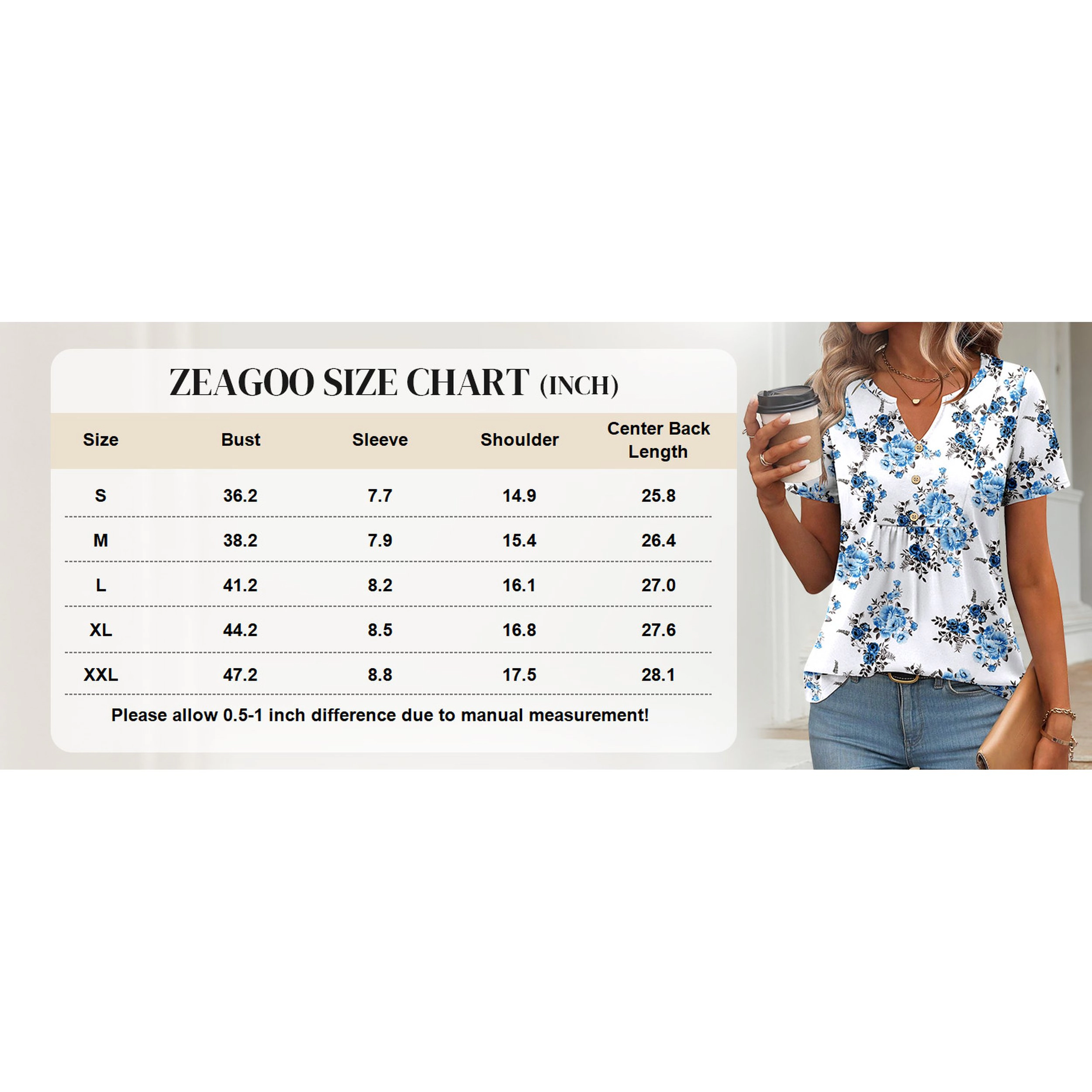Zeagoo Women Button Front V Neck T Shirt