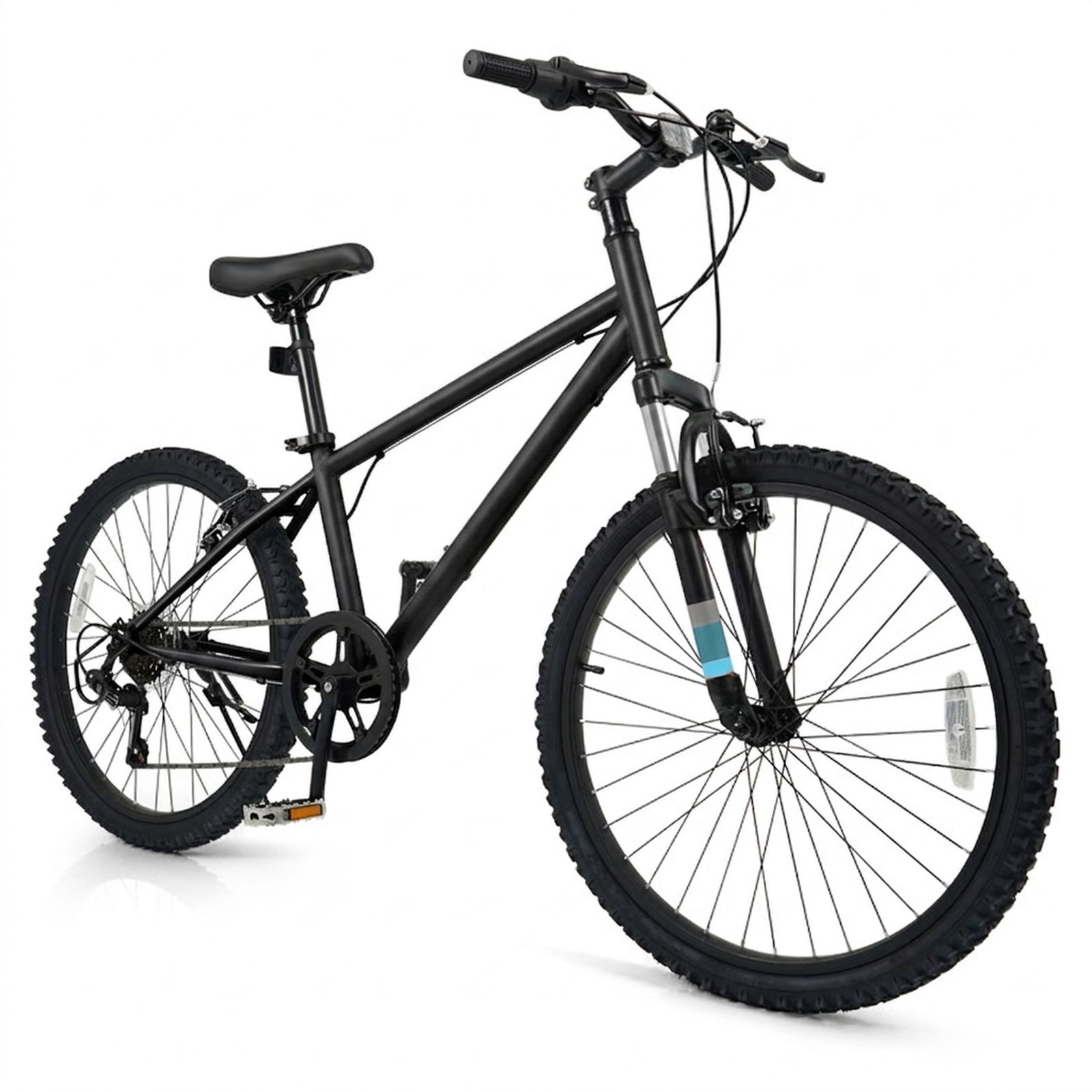 SUGIFT 24-in Black Kids Mountain Bike with Suspension Fork Dual V-Brakes and 6-Speed Shifting
