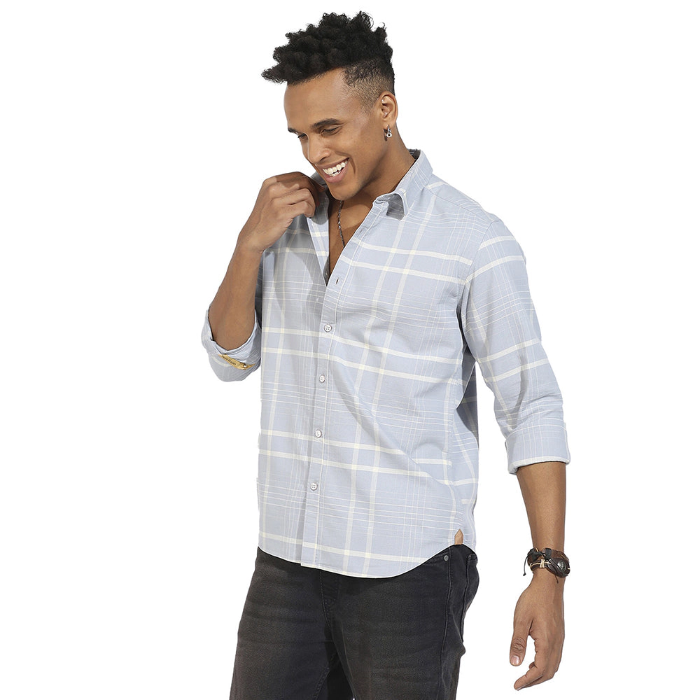 Men's Contrast Tartan Plaid Shirt