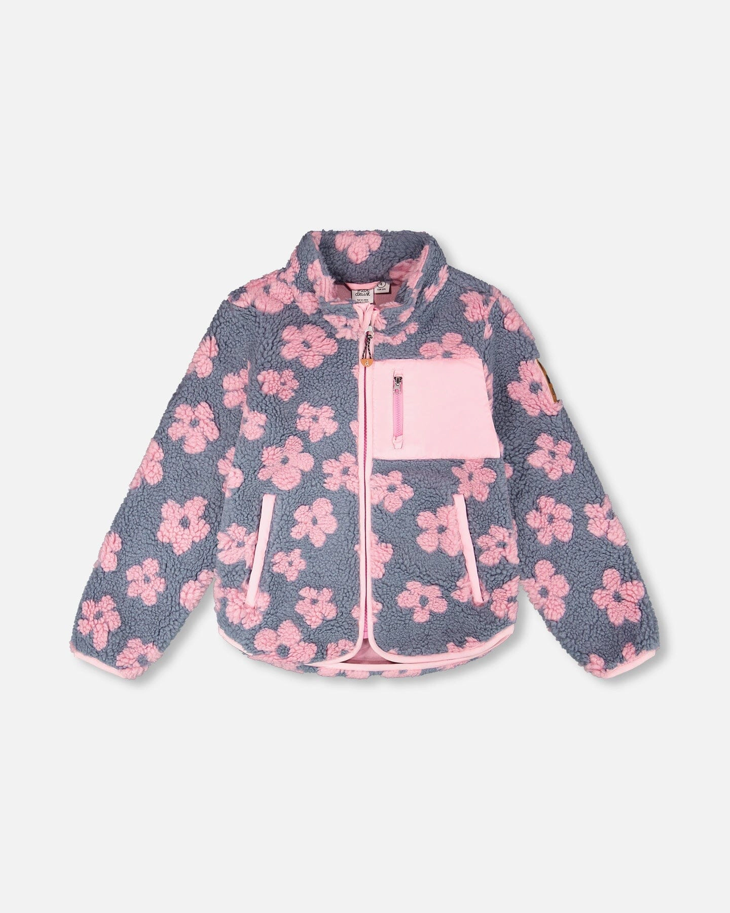 Deux par Deux Girls Sherpa Jacket Flowers